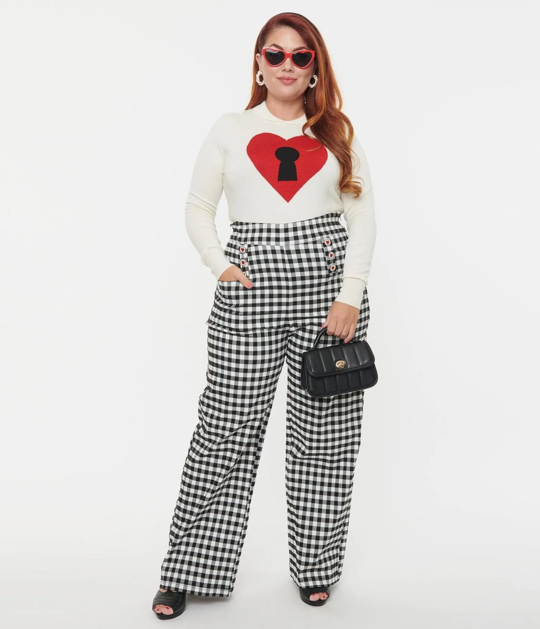 1940s Black Gingham Ginger Pants - Unique Vintage Plus Size