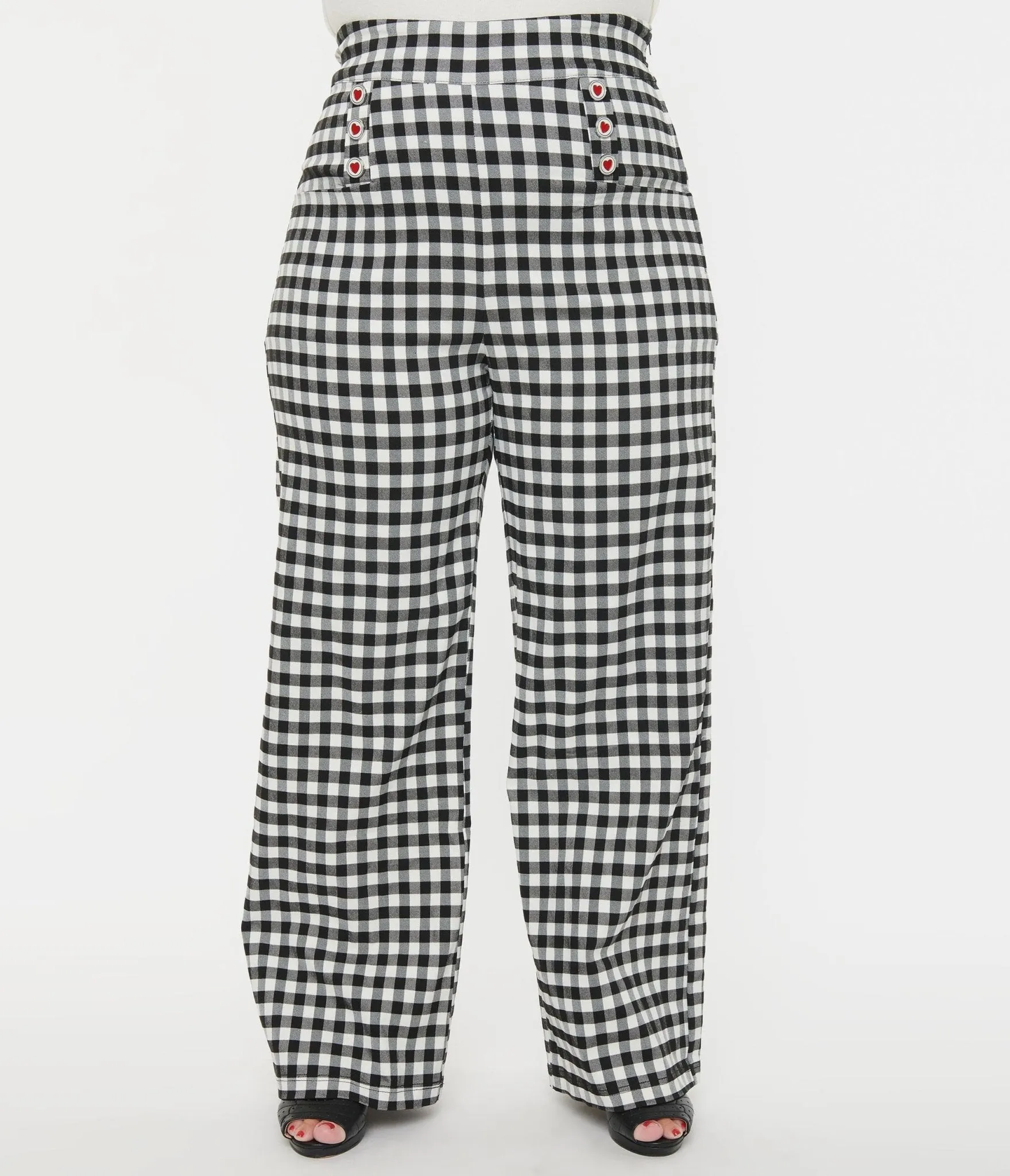 1940s Black Gingham Ginger Pants - Unique Vintage Plus Size