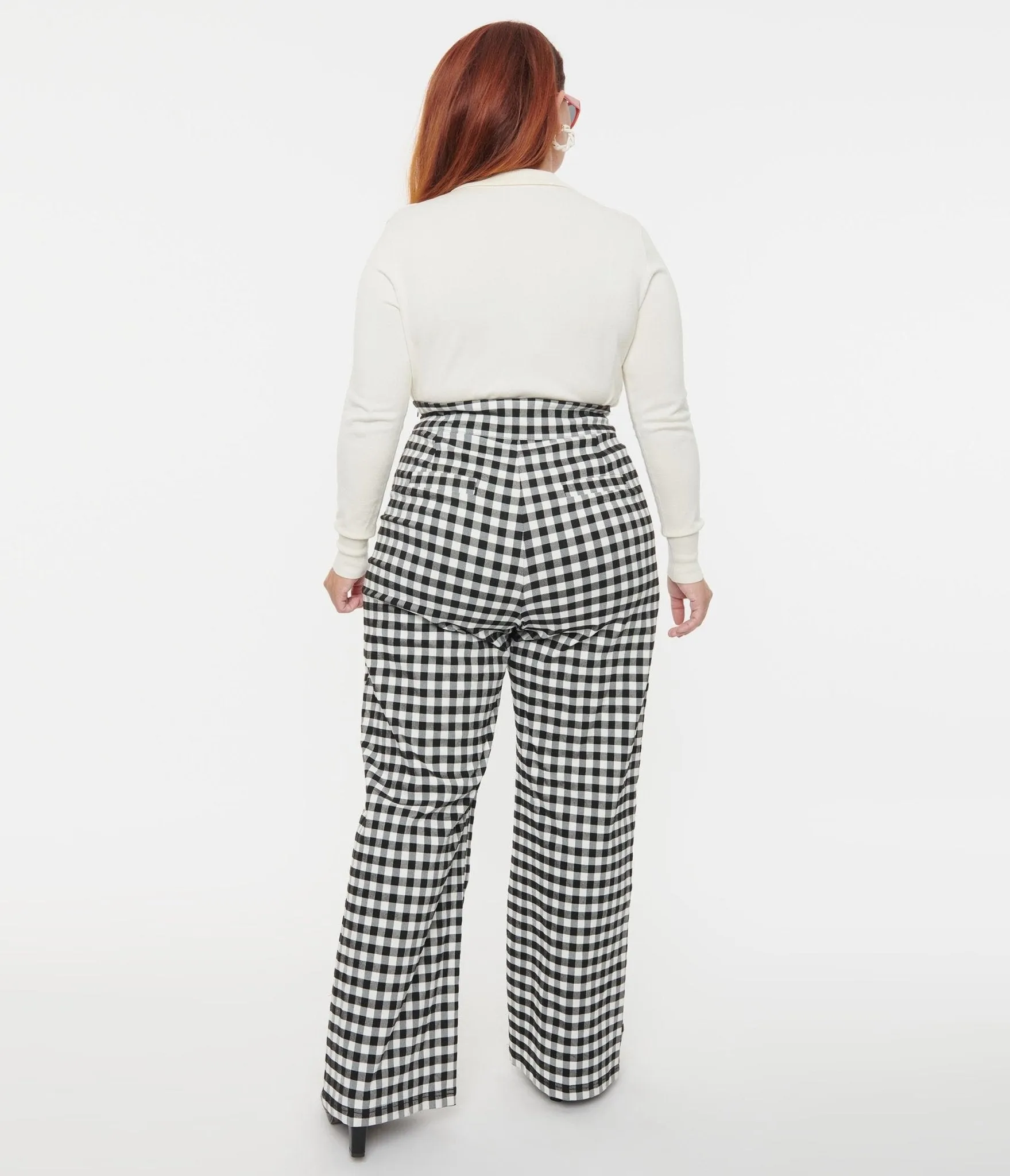 1940s Black Gingham Ginger Pants - Unique Vintage Plus Size