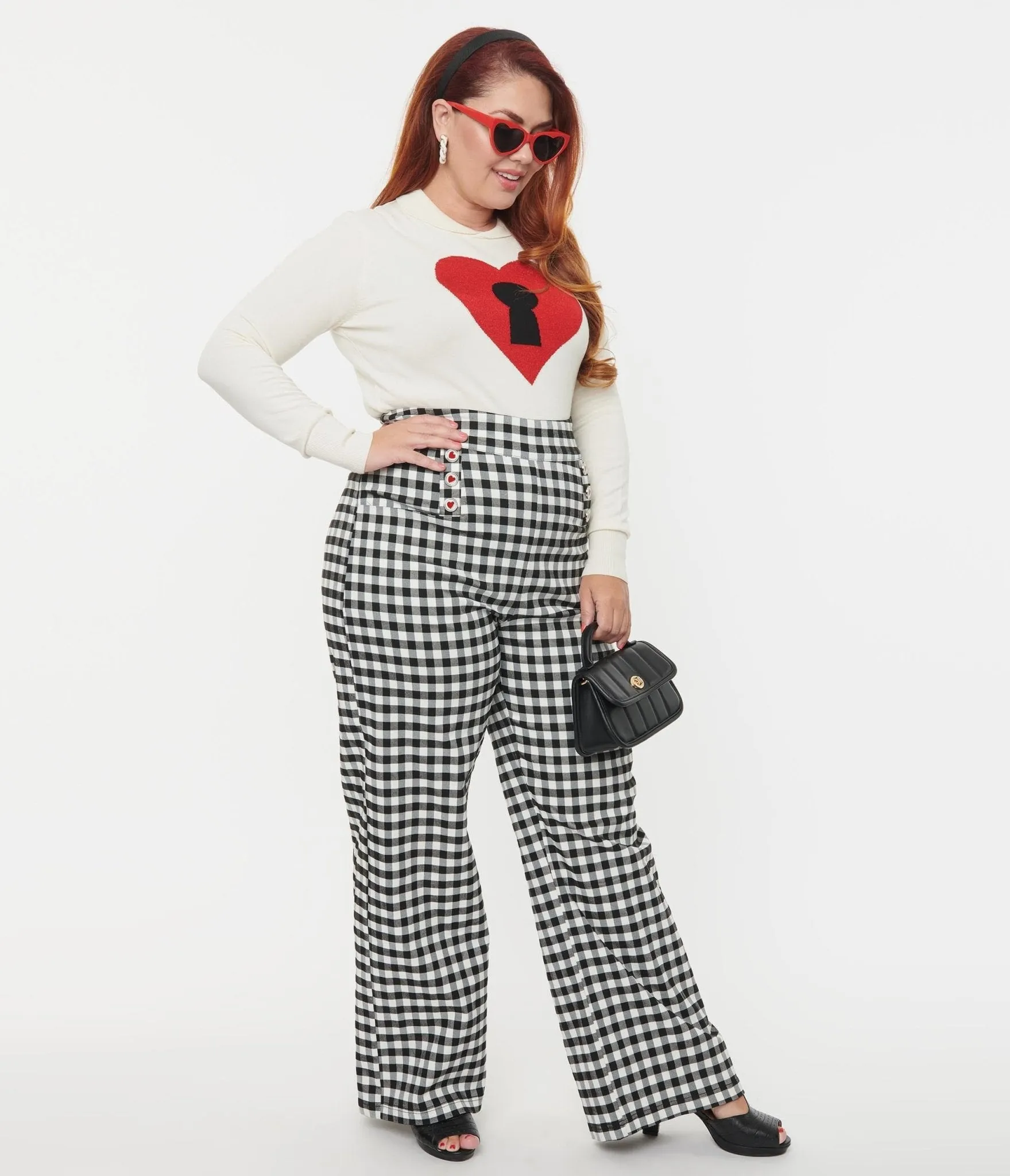 1940s Black Gingham Ginger Pants - Unique Vintage Plus Size