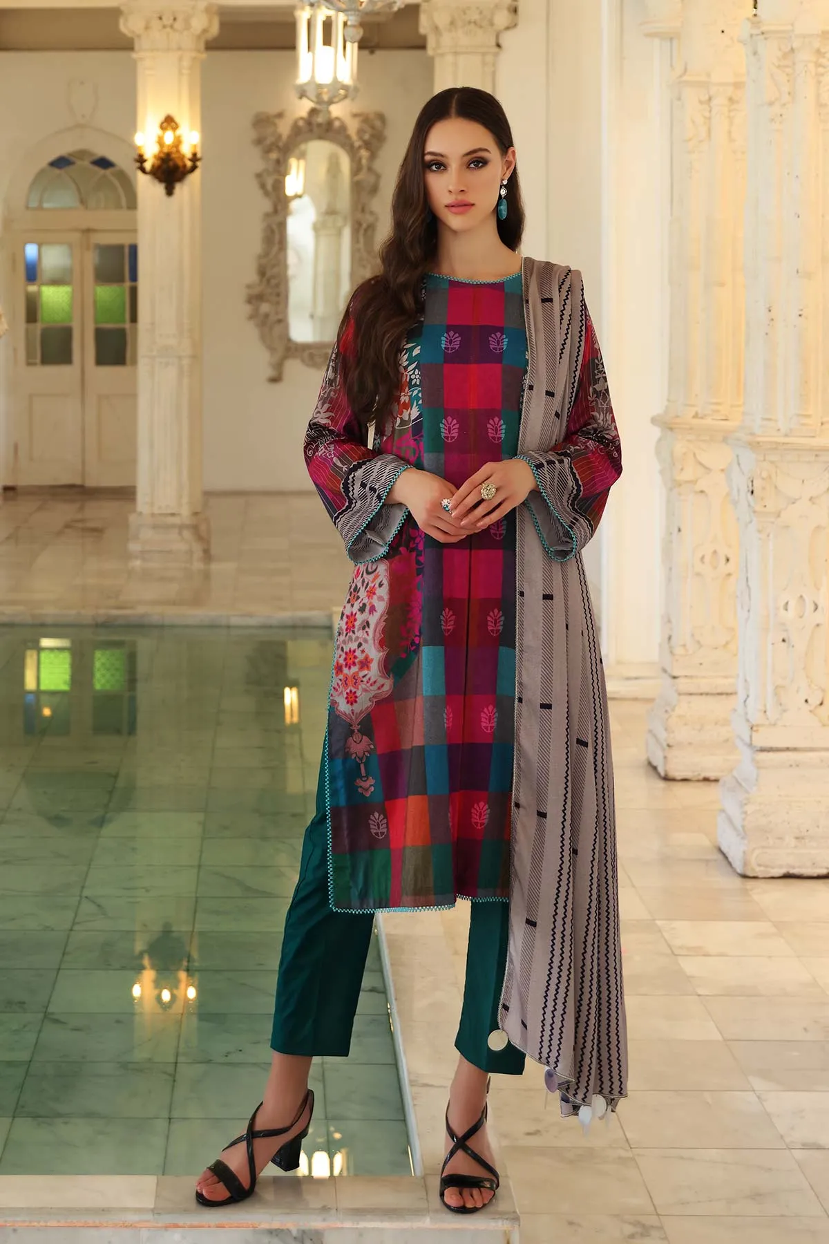 3-Piece Charizma Printed Suits With Printed Marina Shawls CPW22-05