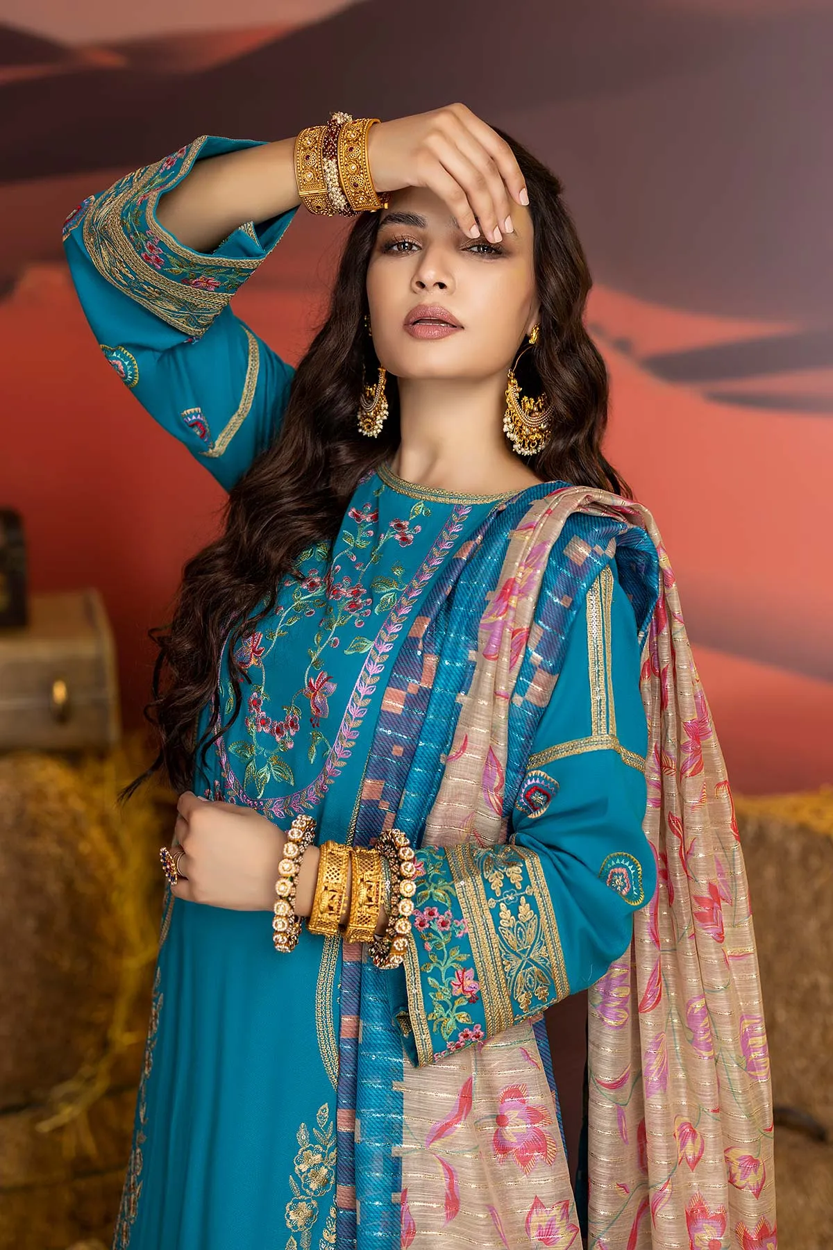 3-Piece Miraas Charizma Unstitched Khaddar Suits with Embroidery - CM22-01