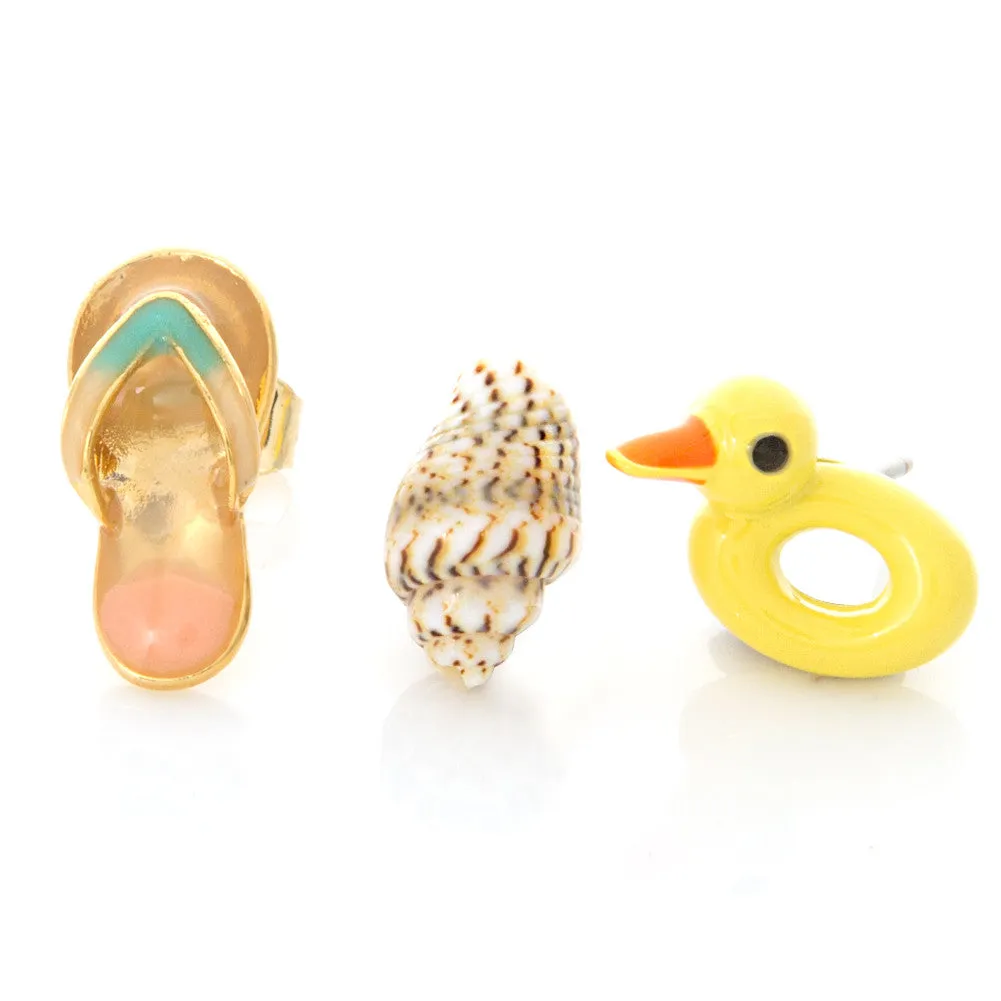 3 Piece Set of Conch Duck Swim Float Earrings