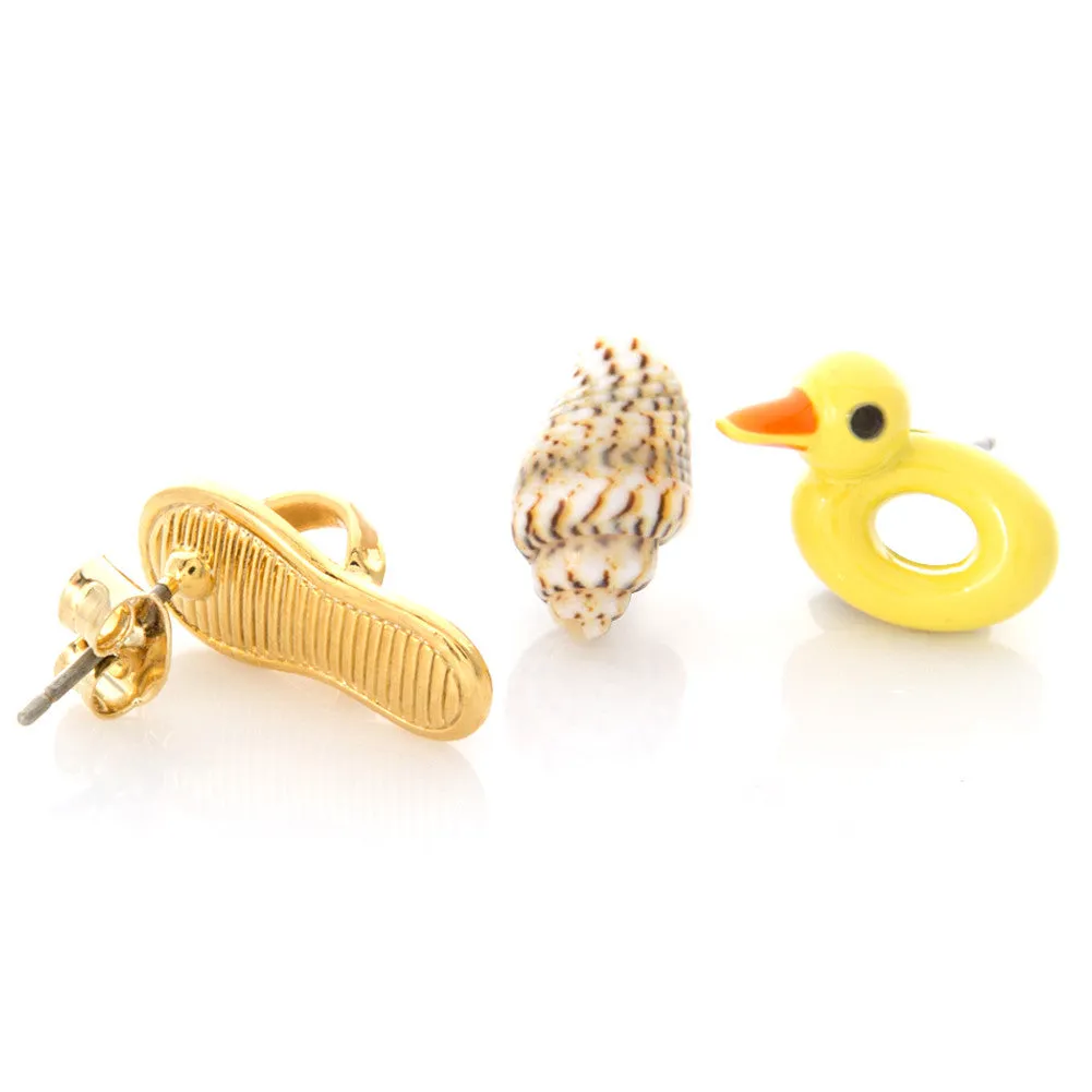 3 Piece Set of Conch Duck Swim Float Earrings