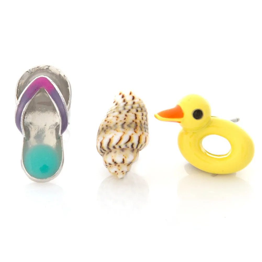 3 Piece Set of Conch Duck Swim Float Earrings