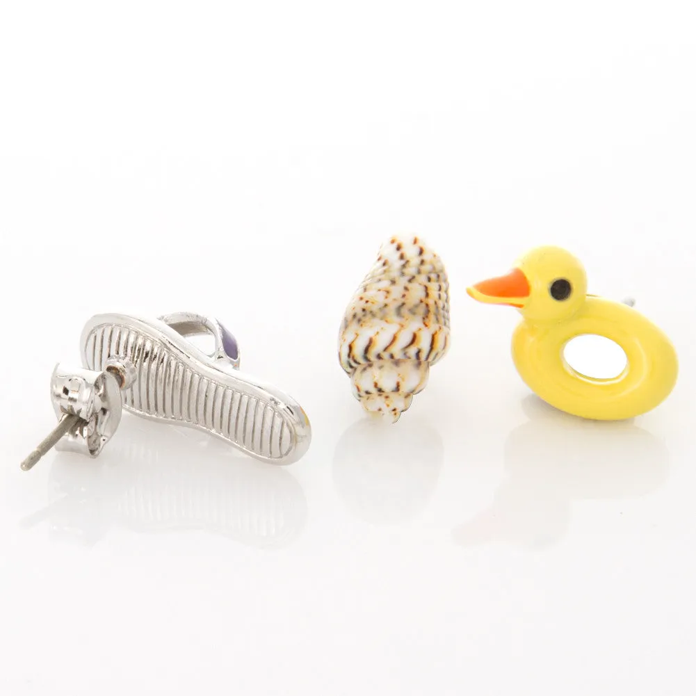 3 Piece Set of Conch Duck Swim Float Earrings