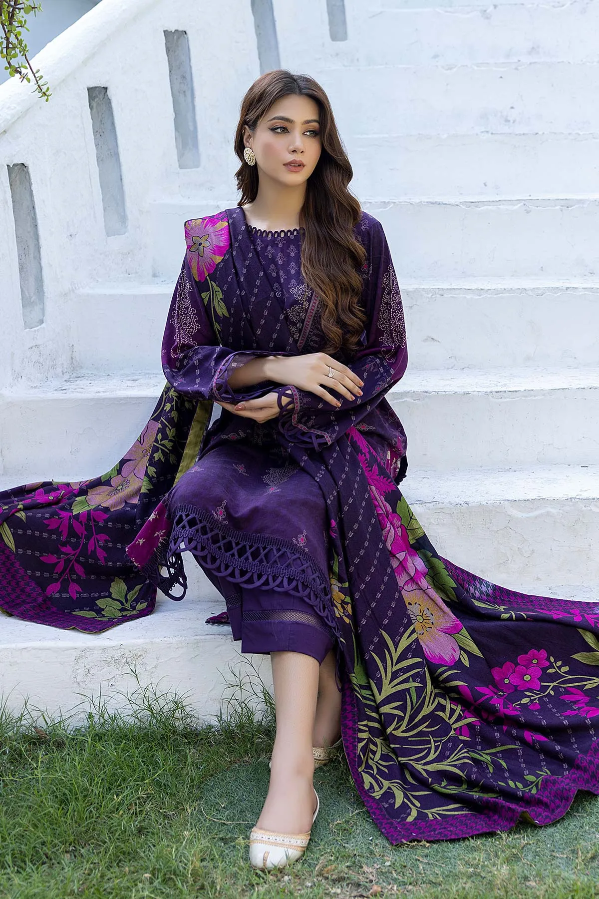 3-Piece Unstitched Charizma Slub Linen Shawl Suits CPW22-25