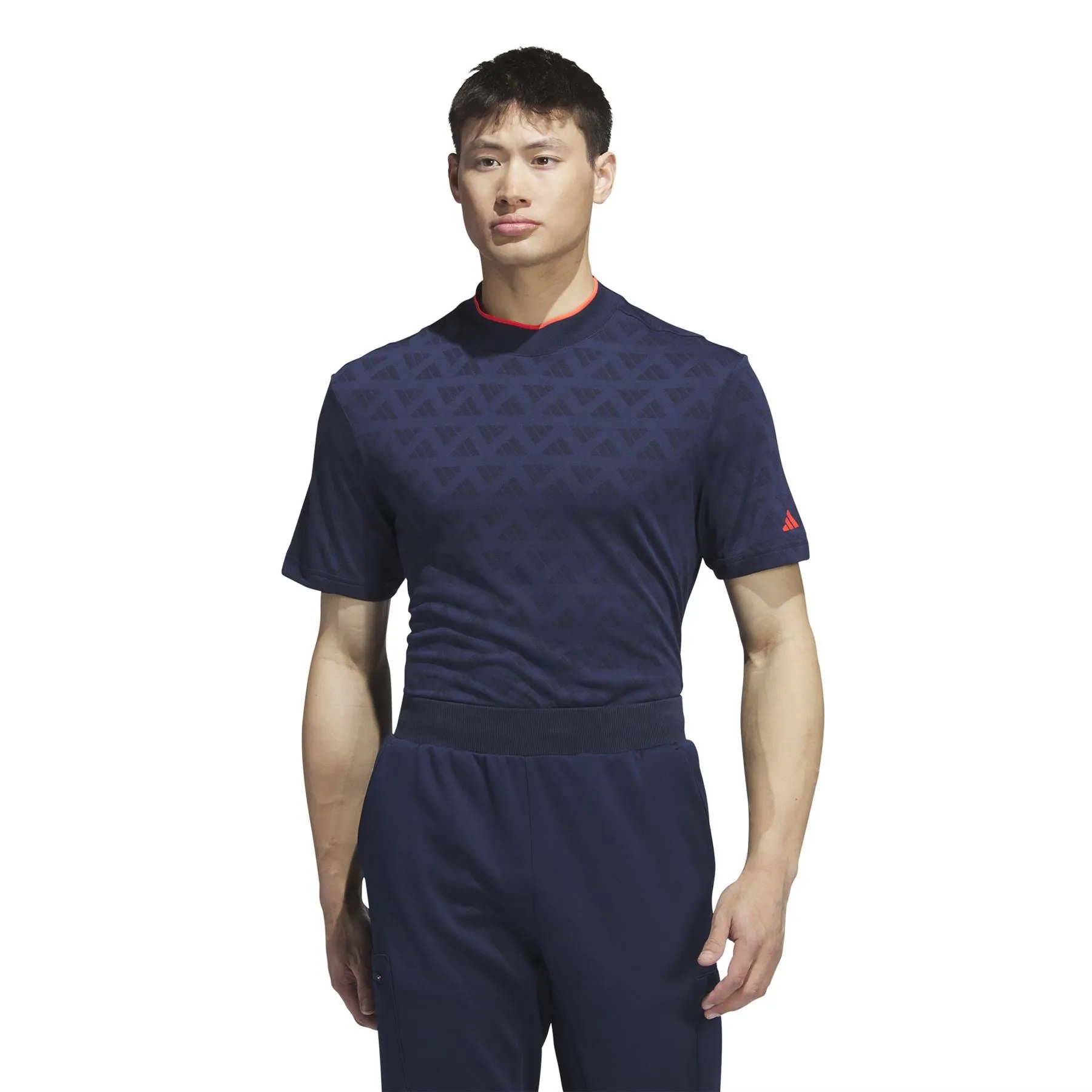 Adi Mock Neck Jacquard Polo Black/Collegiate Navy for sale