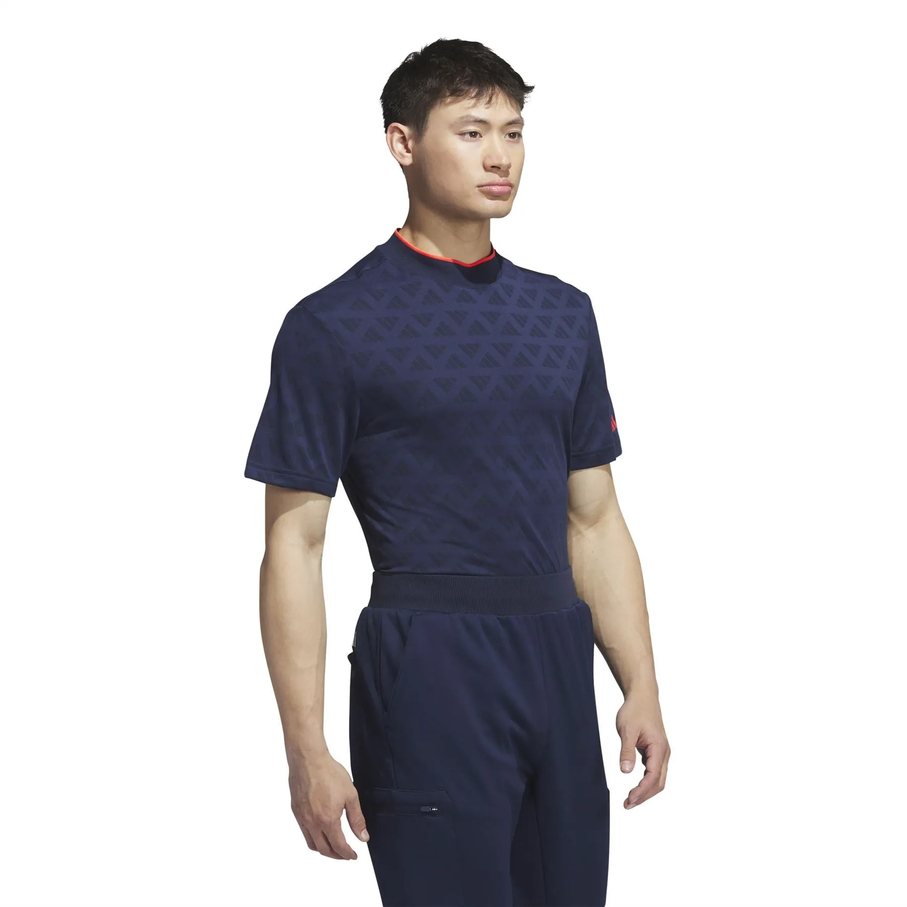 Adi Mock Neck Jacquard Polo Black/Collegiate Navy for sale