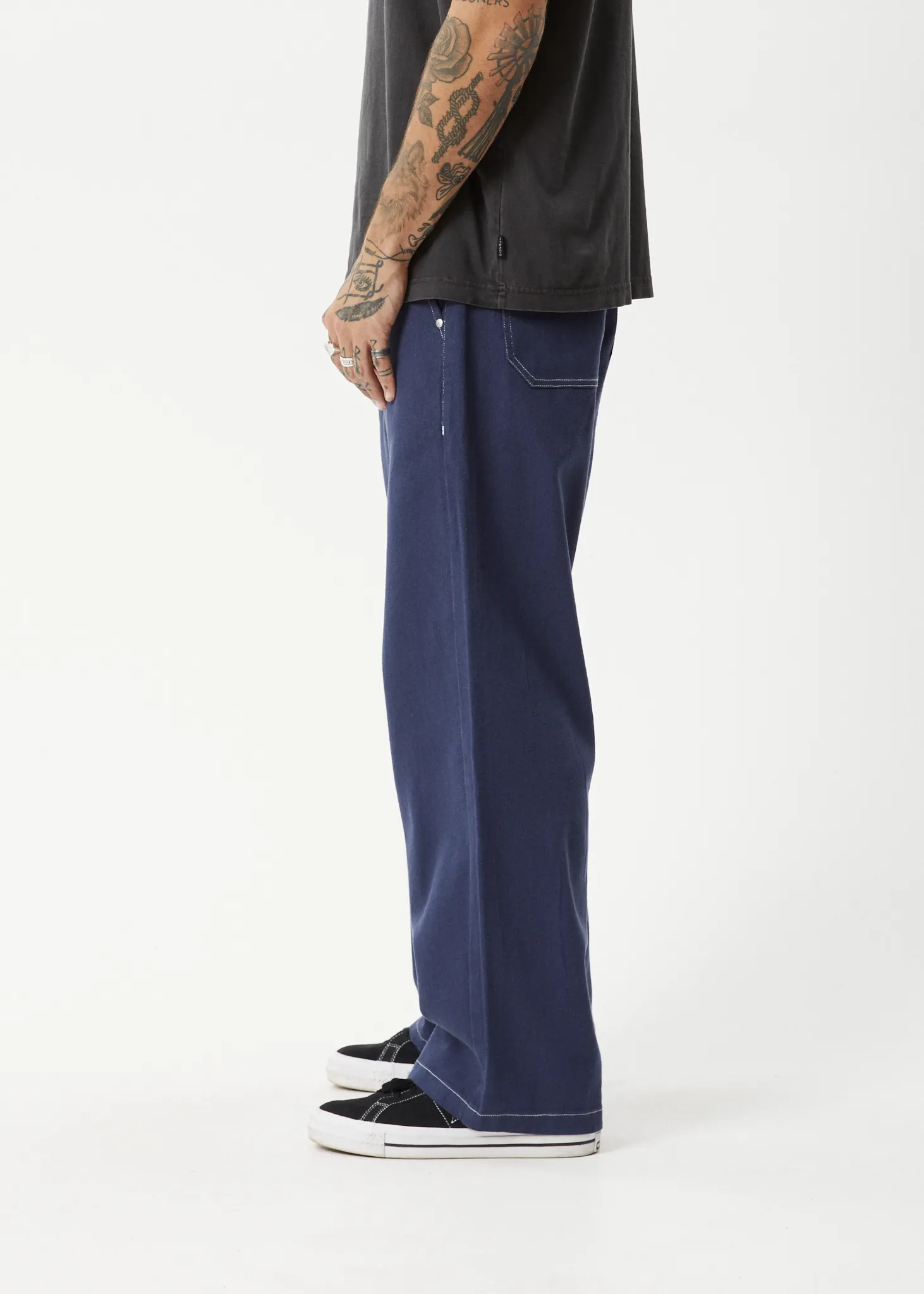 AFENDS Mens Pablo Navy Baggy Pants