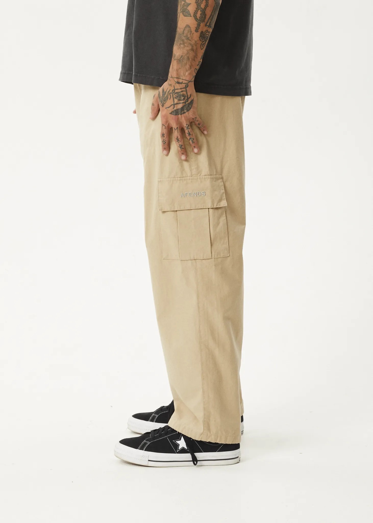 AFENDS Men's Twill Cargo Pants in Taupe