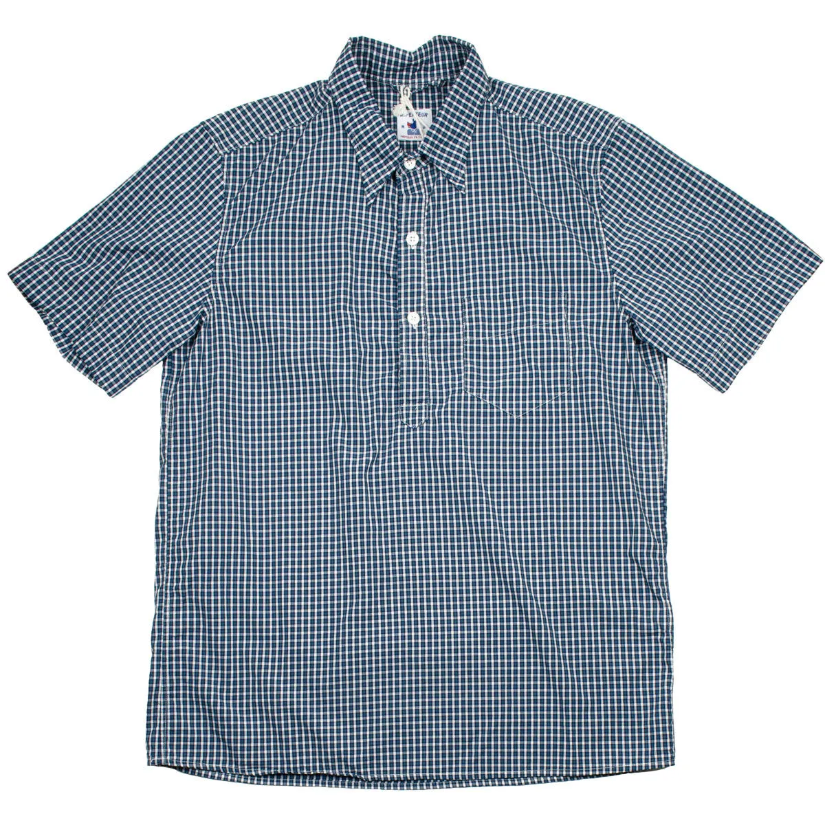 Arpenteur Eté Short Sleeve Pullover Shirt - Blue/Green Check