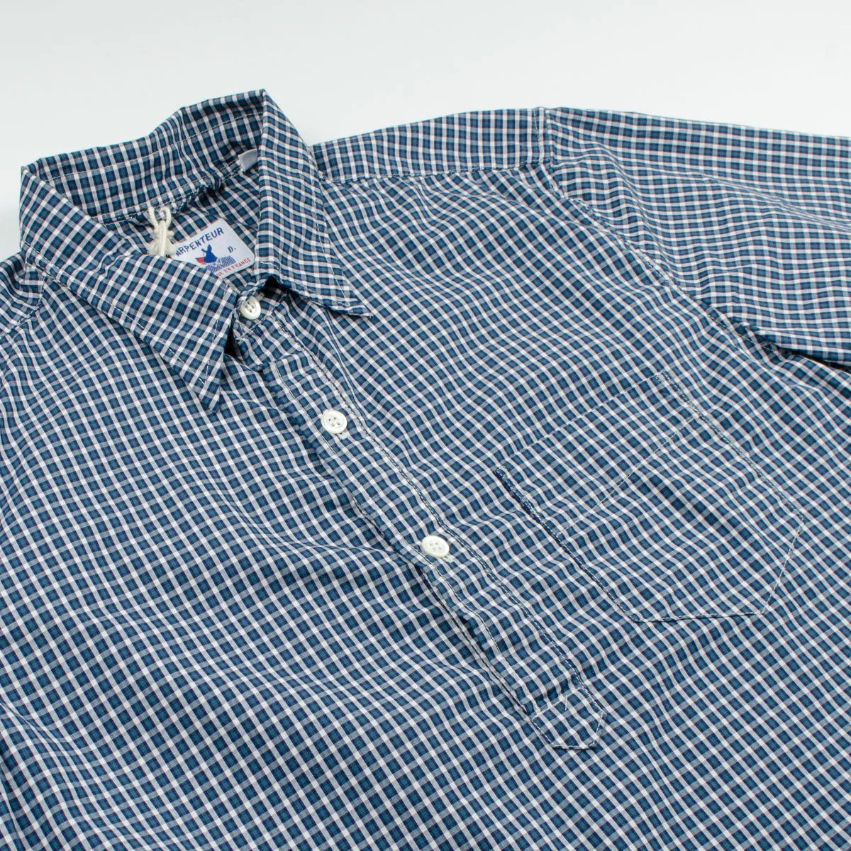 Arpenteur Eté Short Sleeve Pullover Shirt - Blue/Green Check