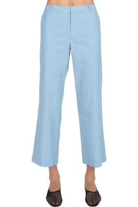 ATM White Twill Stripe Boyfriend Pants - Summer Sky