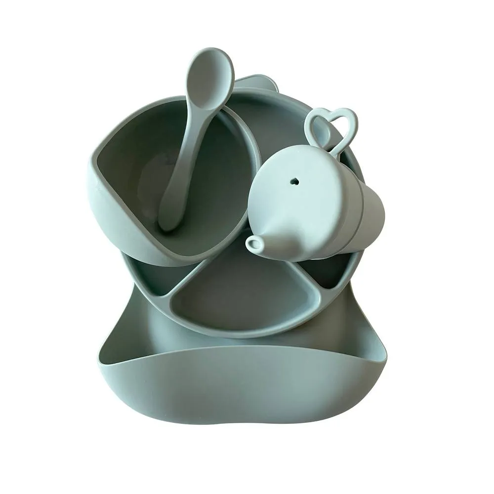 Baby Feeding Set - Chalet Green Silicone.