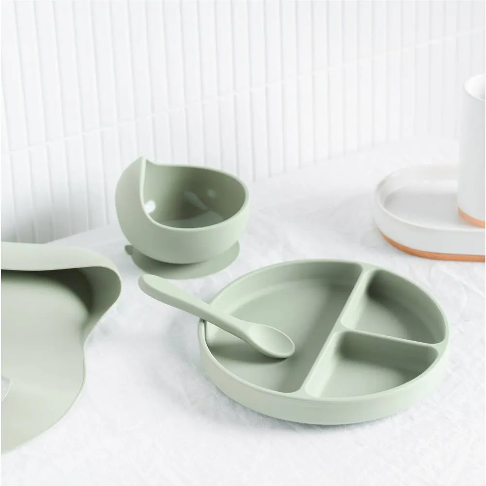 Baby Feeding Set - Chalet Green Silicone.