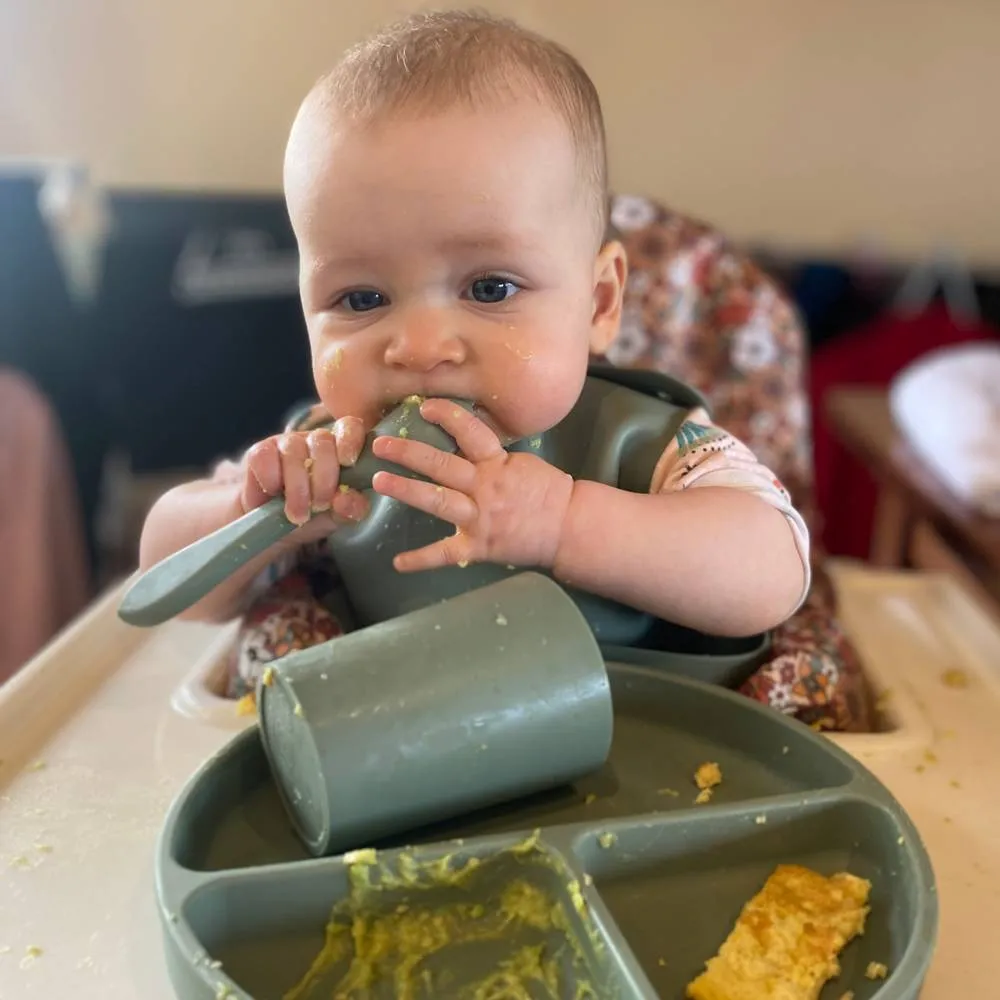 Baby Feeding Set - Chalet Green Silicone.