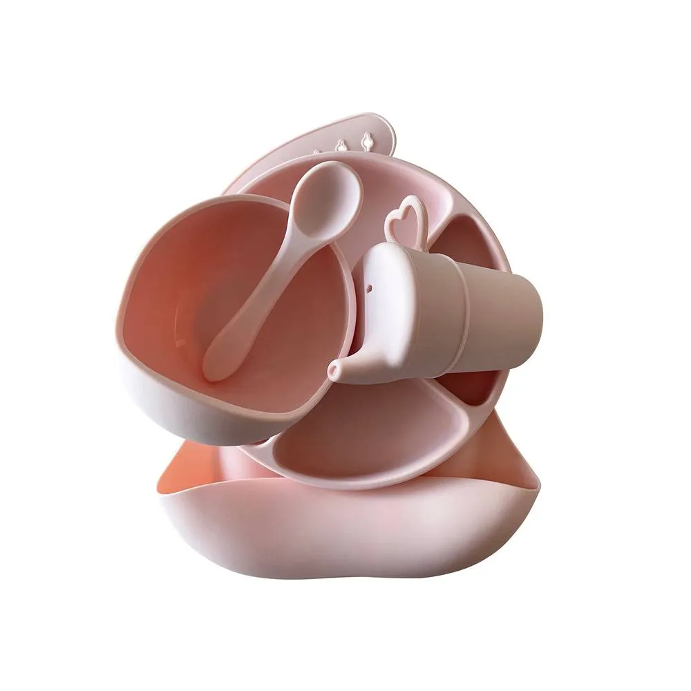 Baby Feeding Set - Silicone - Cherry Blossom