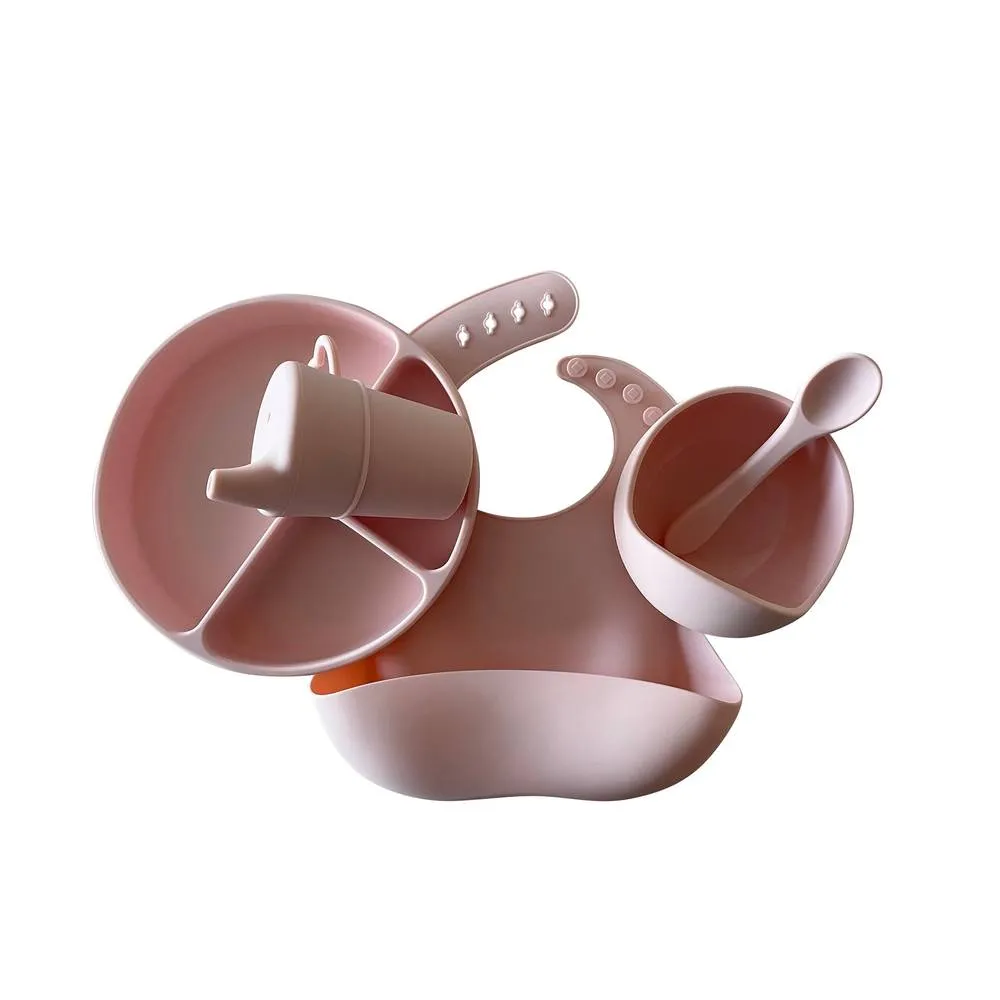 Baby Feeding Set - Silicone - Cherry Blossom