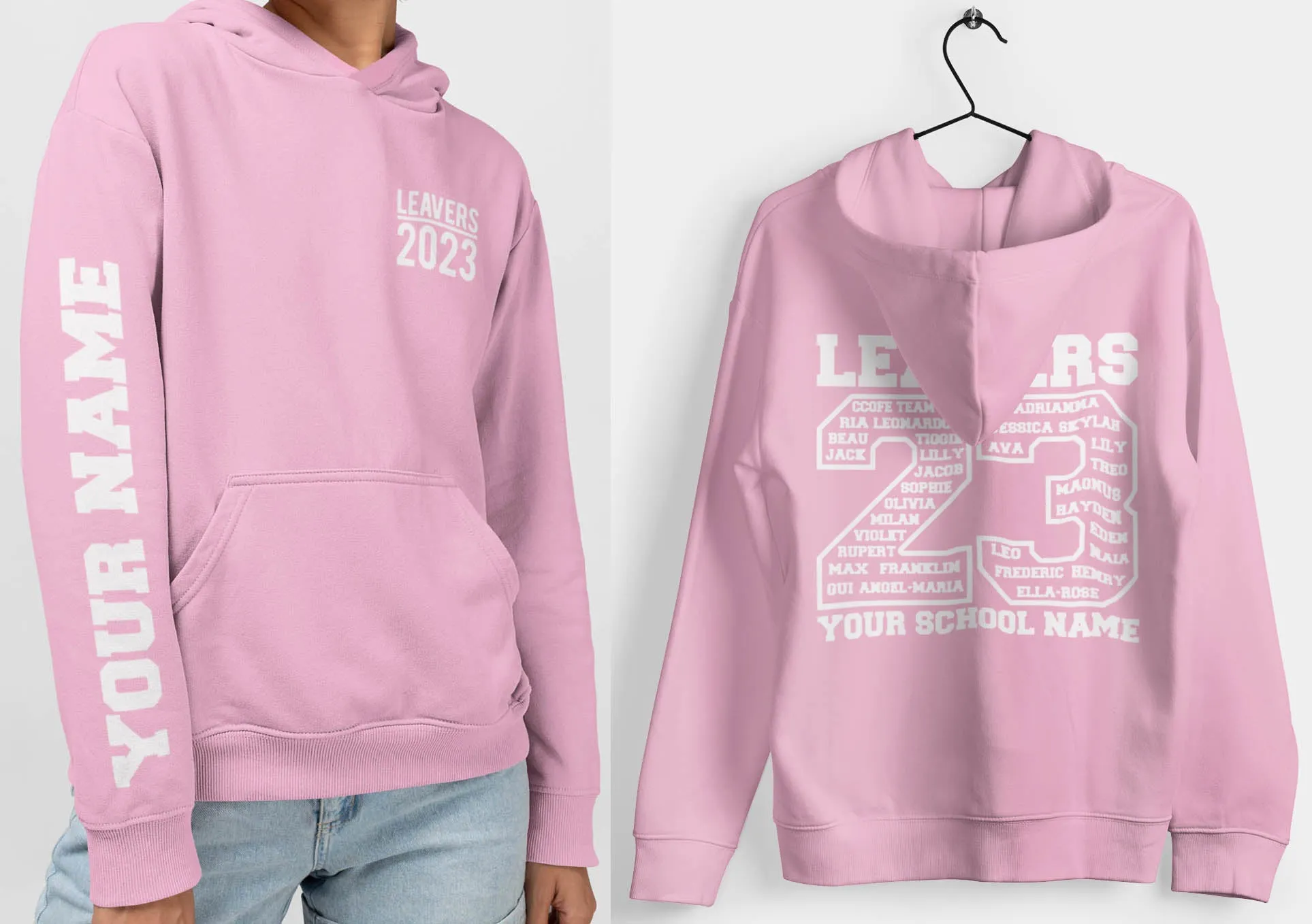 Baby Pink Leavers Hoodie, Schools, Colleges, Universities & Clubs 2023