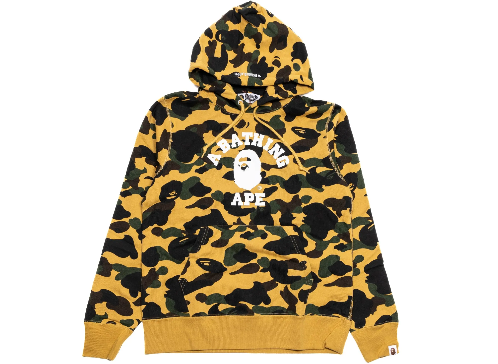 Bape Yellow 1st Camo College Pullover Hoodie in xld