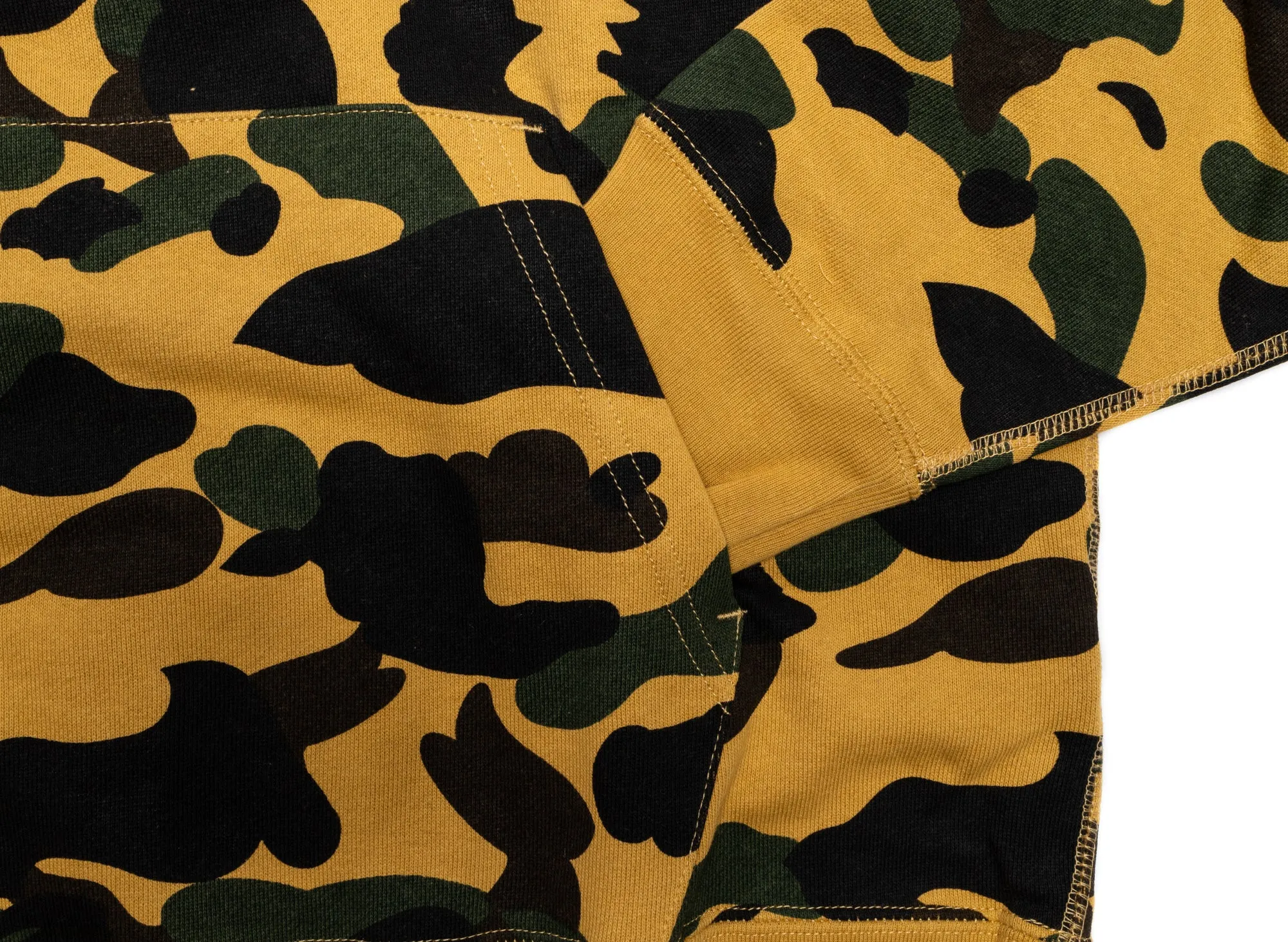 Bape Yellow 1st Camo College Pullover Hoodie in xld