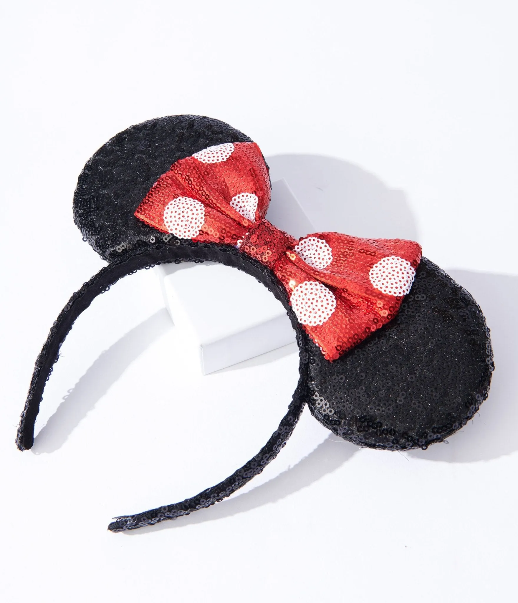 Black and Red Polka Dot Sequin Mouse Headband | Affordable and Stylish Option
