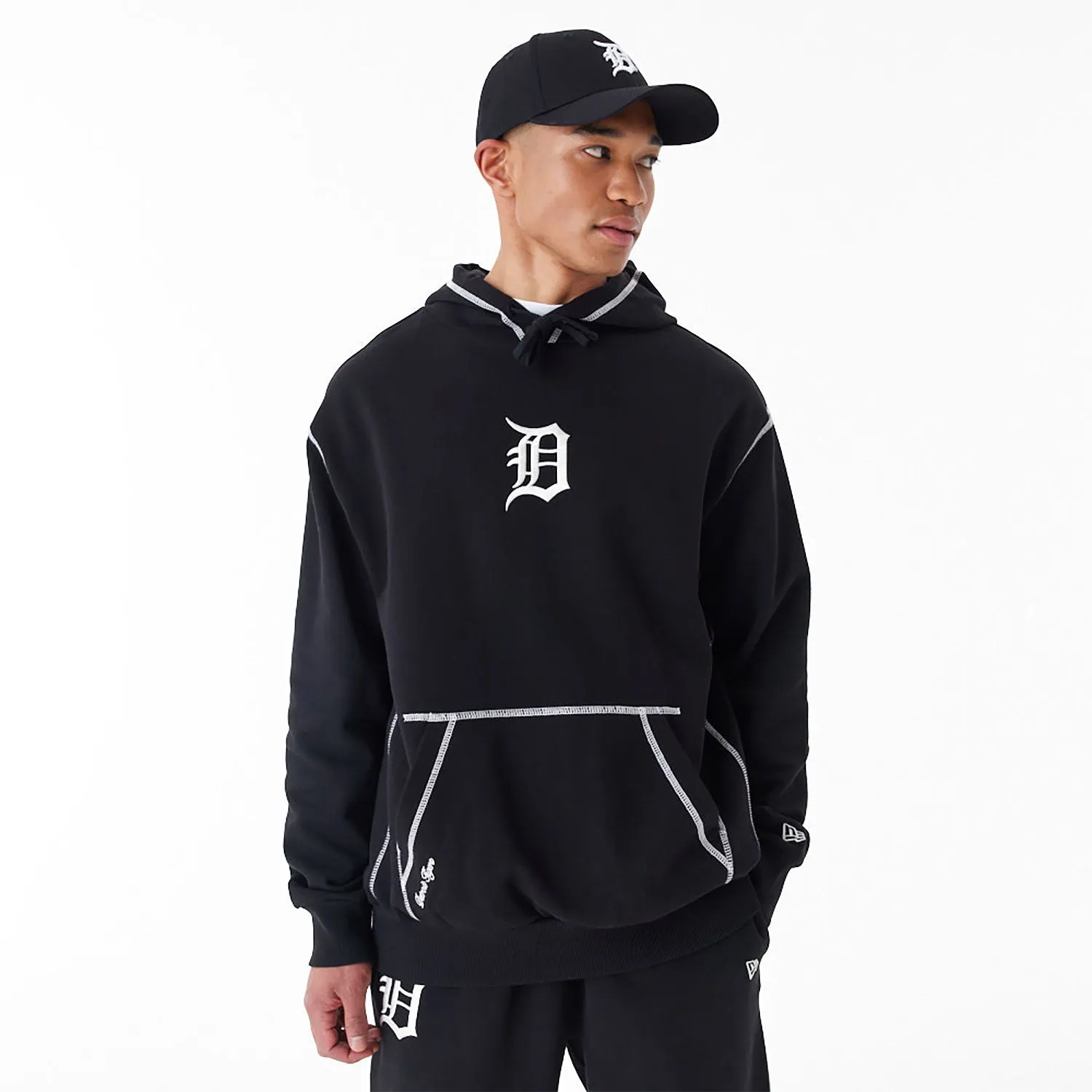 Black Oversized Pullover Hoodie - NEW ERA Detroit Tigers MLB World Series