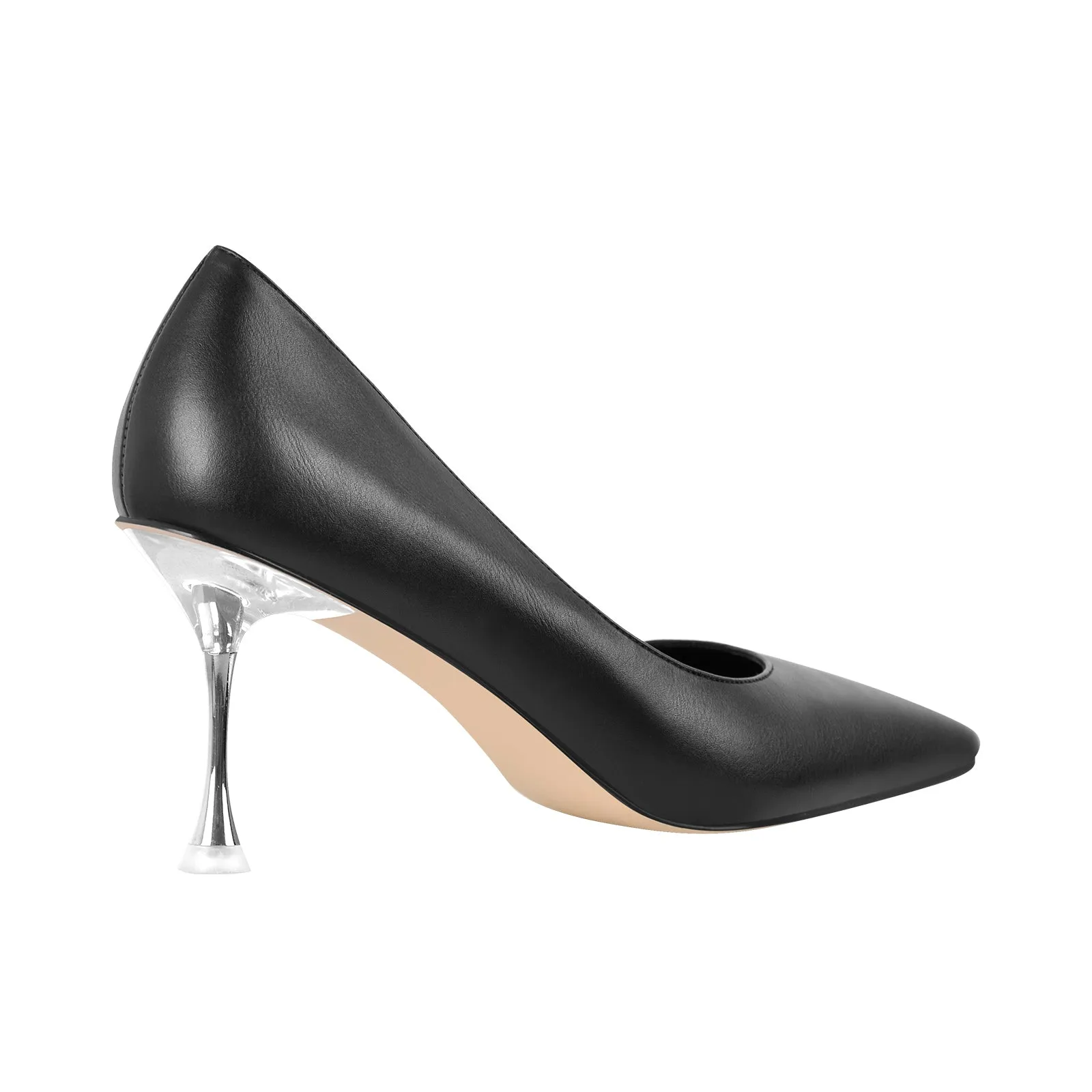 Black Slip on Mid Heel Pumps