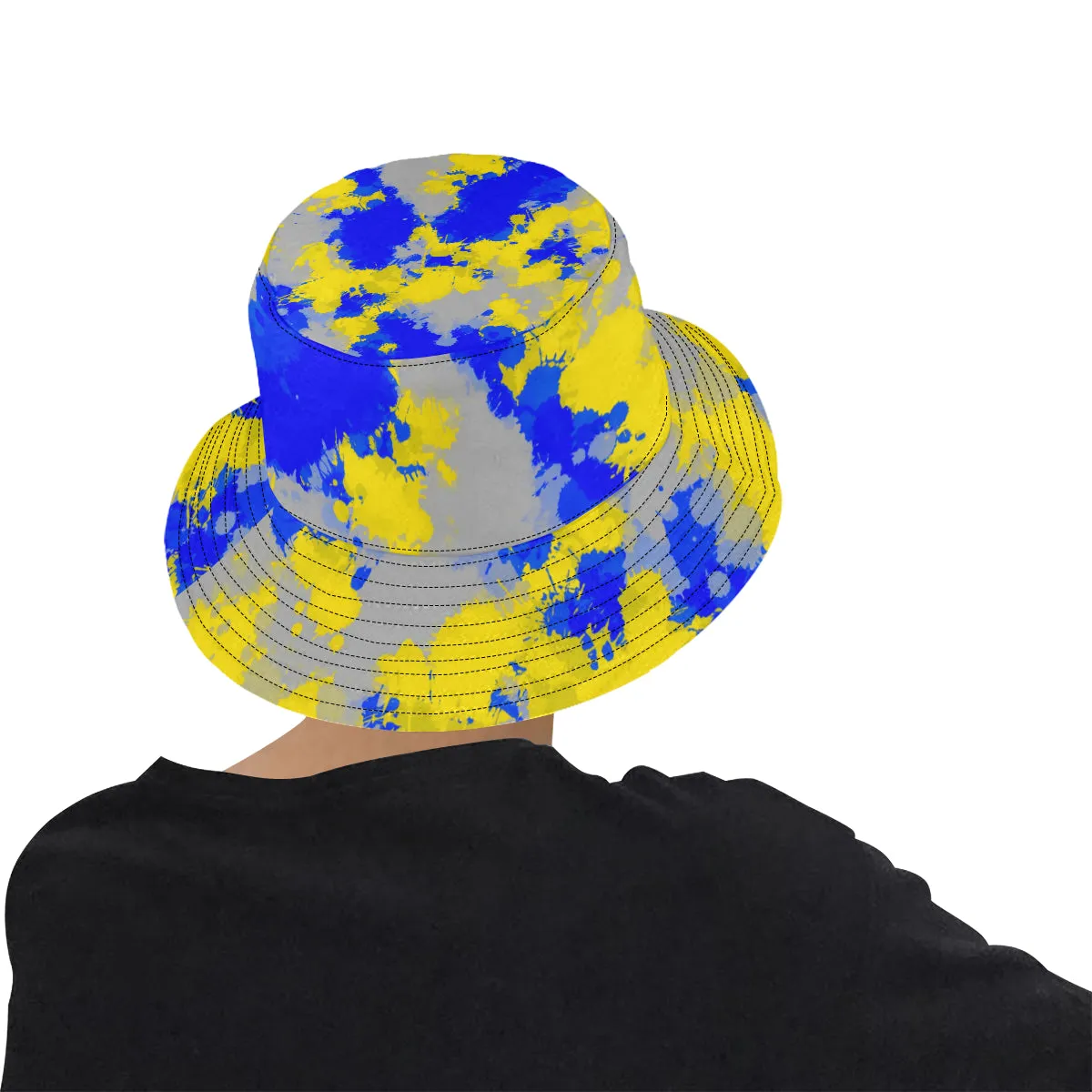 Blue and Yellow Paint Splatter Bucket Hat can be rewritten as Blue Yellow Paint Splatter Bucket Hat to make it more Google SEO f