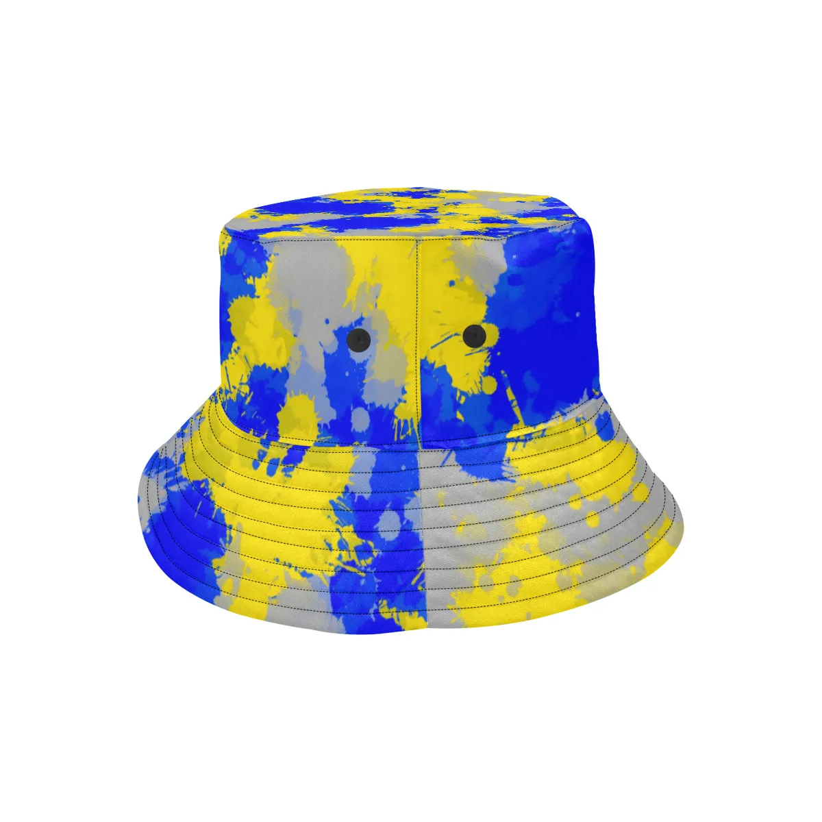 Blue and Yellow Paint Splatter Bucket Hat can be rewritten as Blue Yellow Paint Splatter Bucket Hat to make it more Google SEO f