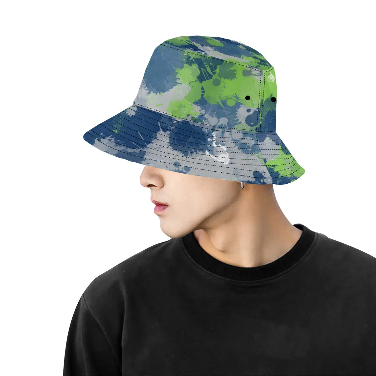 Blue Green Grey Paint Splatter Bucket Hat - Available Now