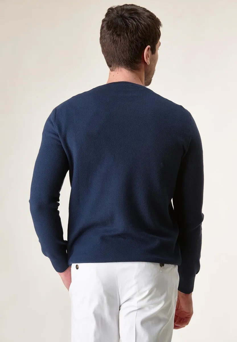 Blue navy cotton crewneck sweater