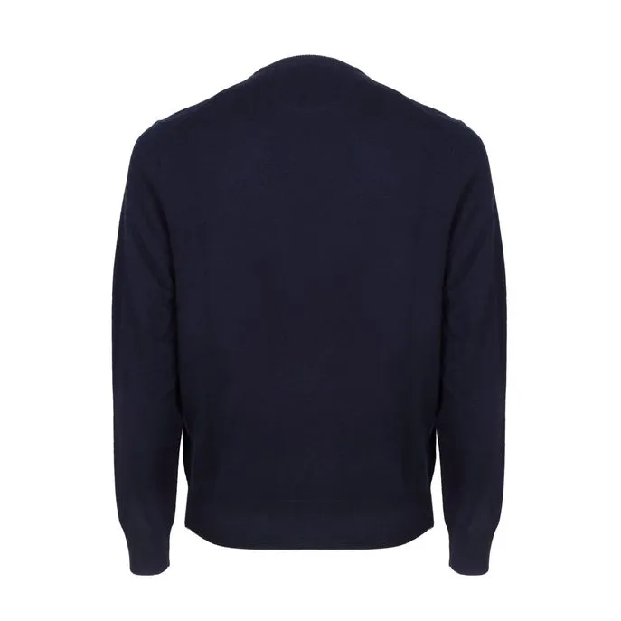 Blue navy V neck pullover lambswool men