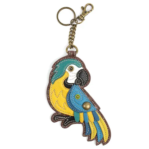 Blue Parrot Coin Purse and Key Chain