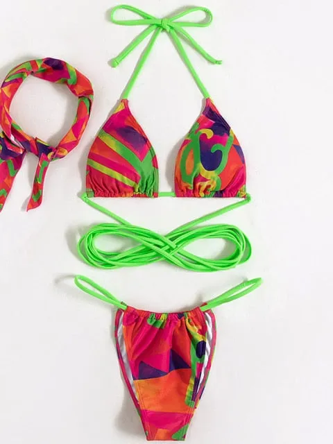 Brazilian Bikini Set - Women's Halter Wirefree Low Waist Bathing Suits