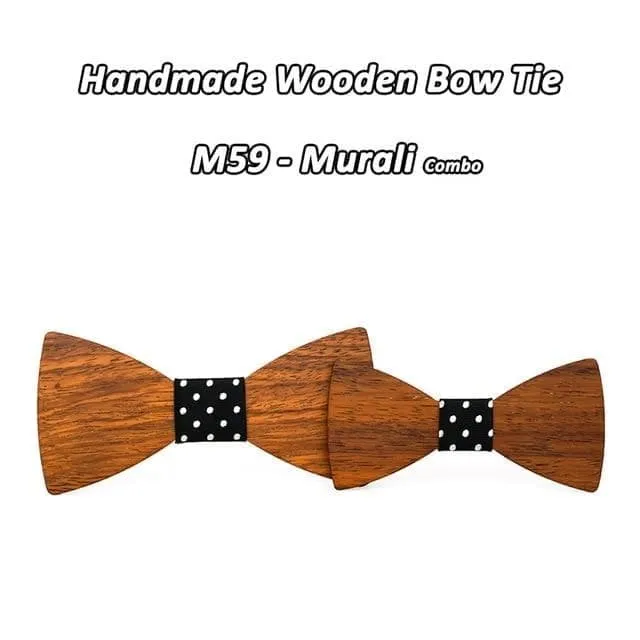 British Style Wooden Bowtie for Girls in Wedding Suits