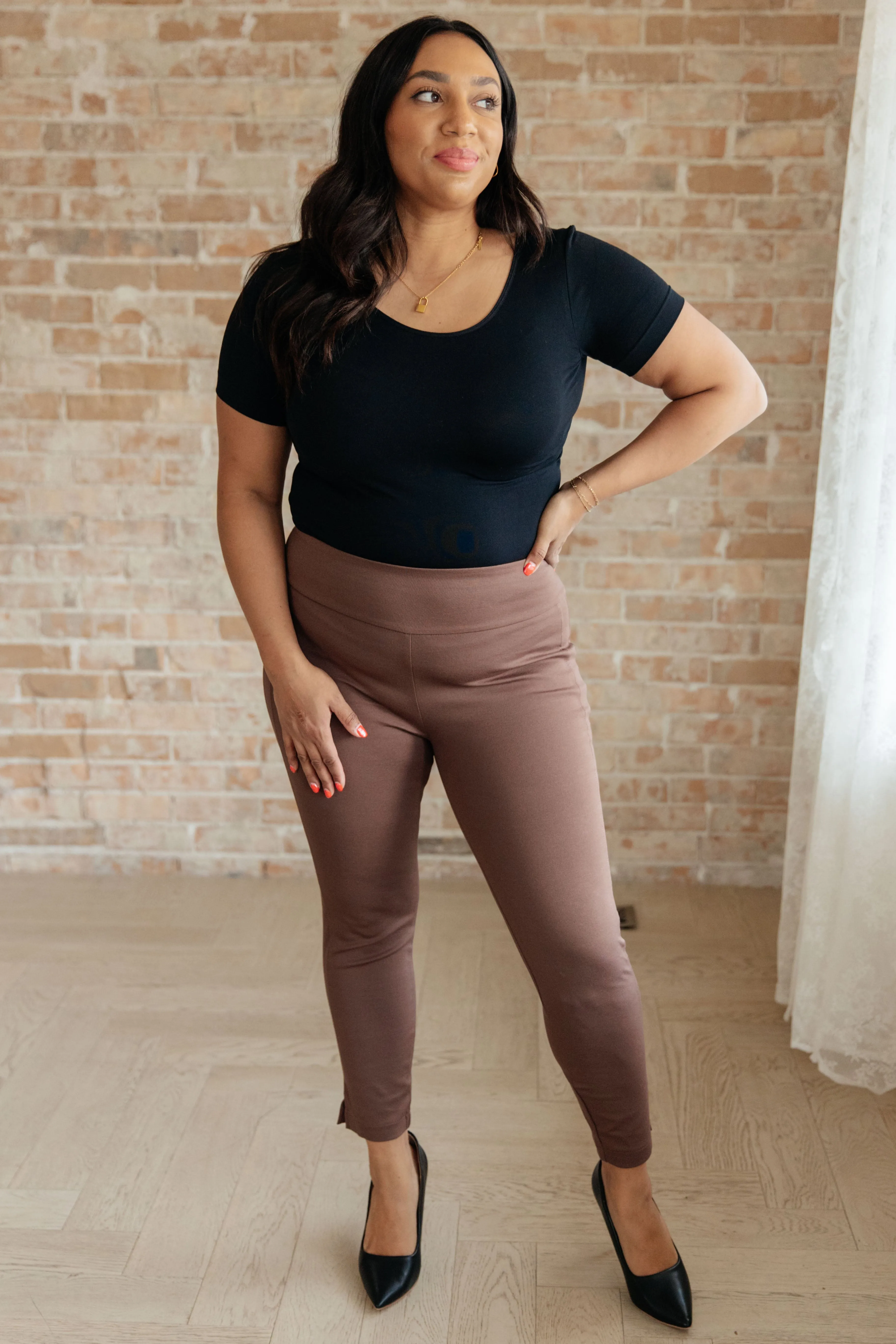 Brown Skinny Pants with Ankle Crop - Magical