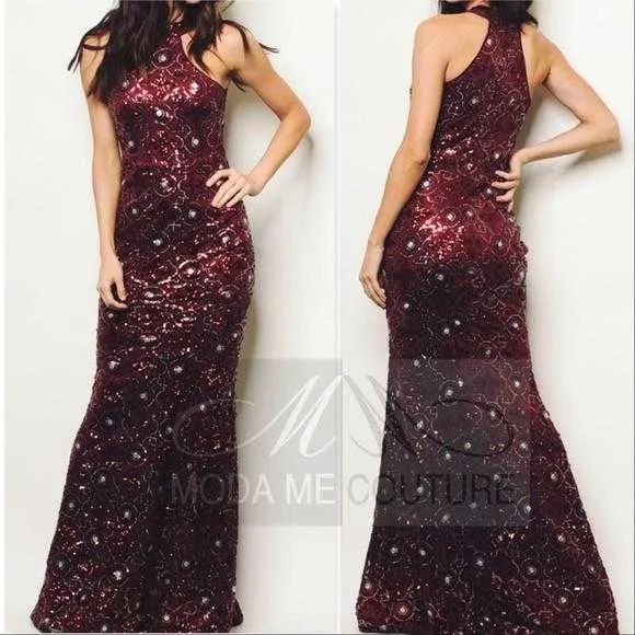 Burgundy Sequin Gown – Shop Now