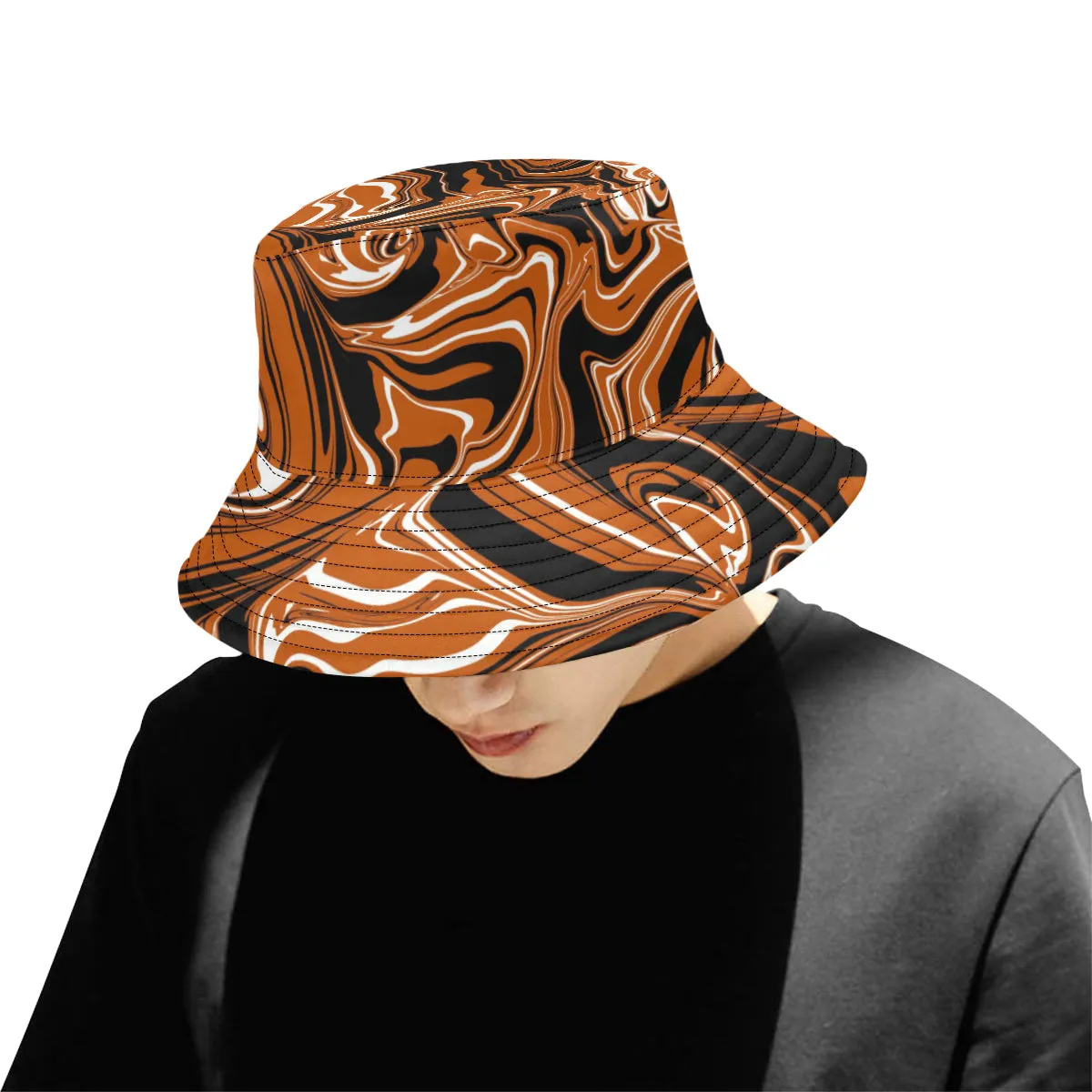 Burnt Orange Abstract Melt Bucket Hat - Shop Now