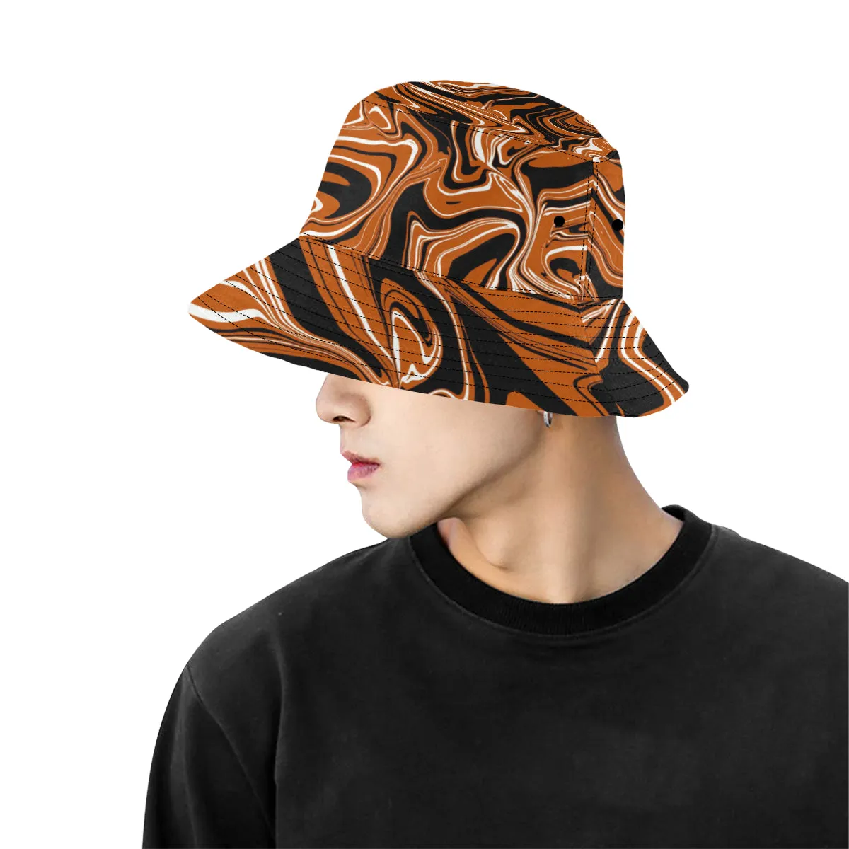 Burnt Orange Abstract Melt Bucket Hat - Shop Now