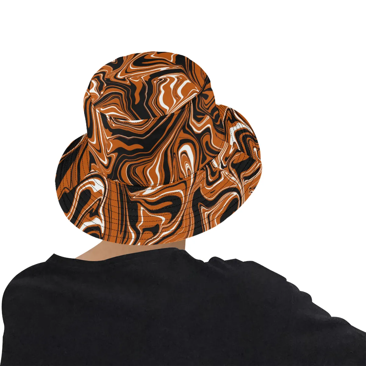 Burnt Orange Abstract Melt Bucket Hat - Shop Now