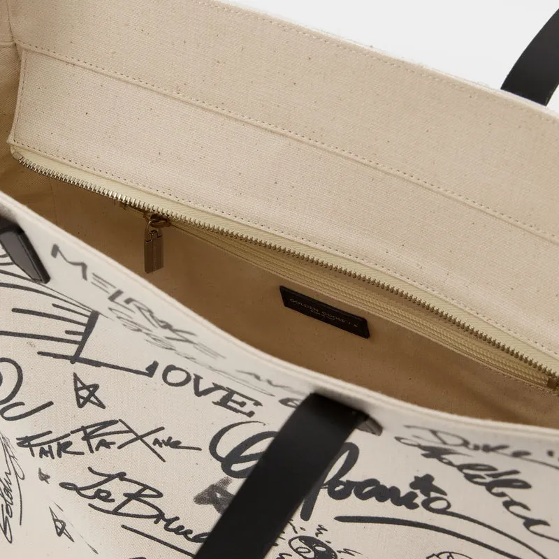 California Tote Bag - Golden Goose - White/Black - Leather