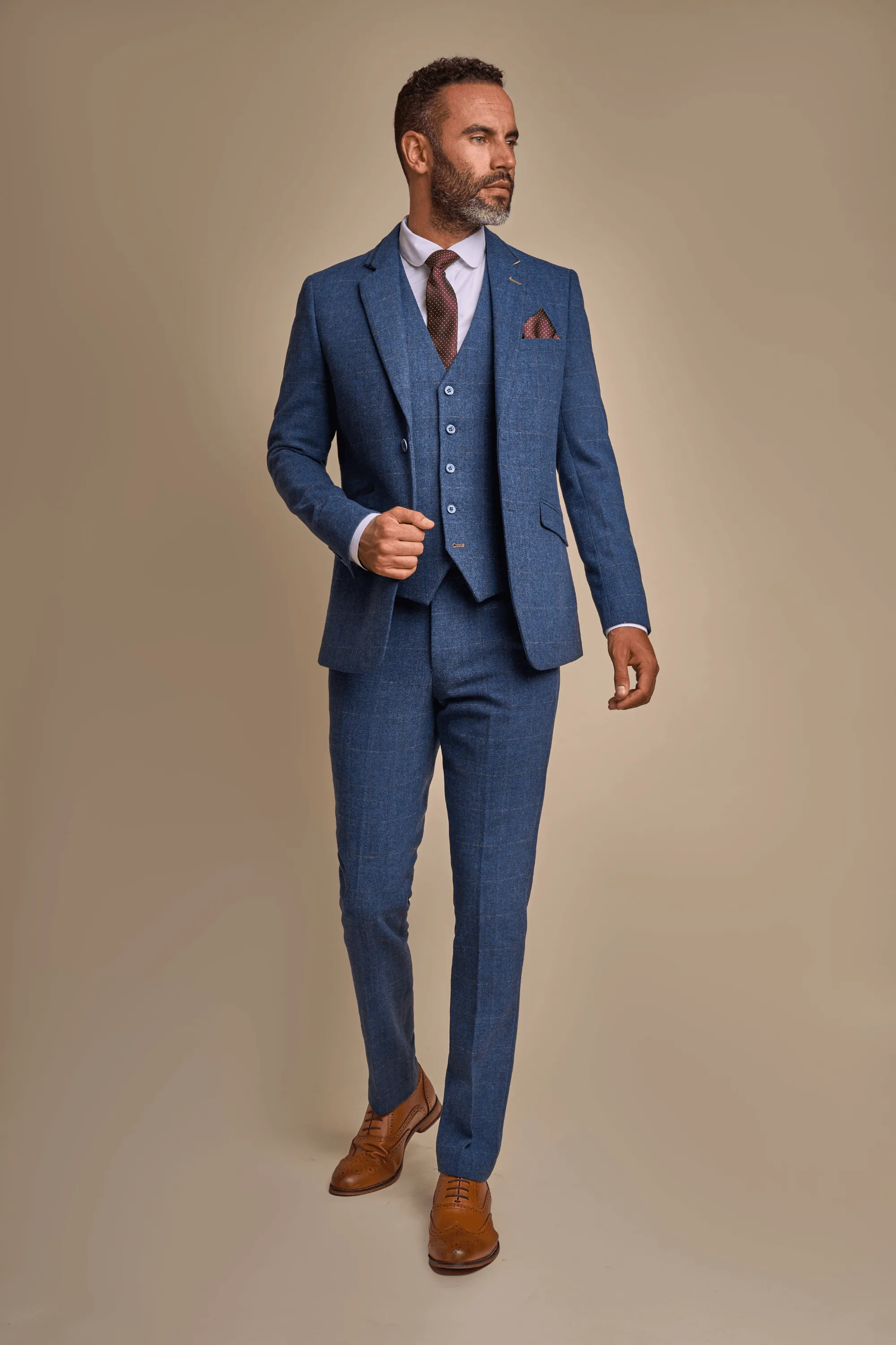 Carnegi Navy Tweed Check Suit