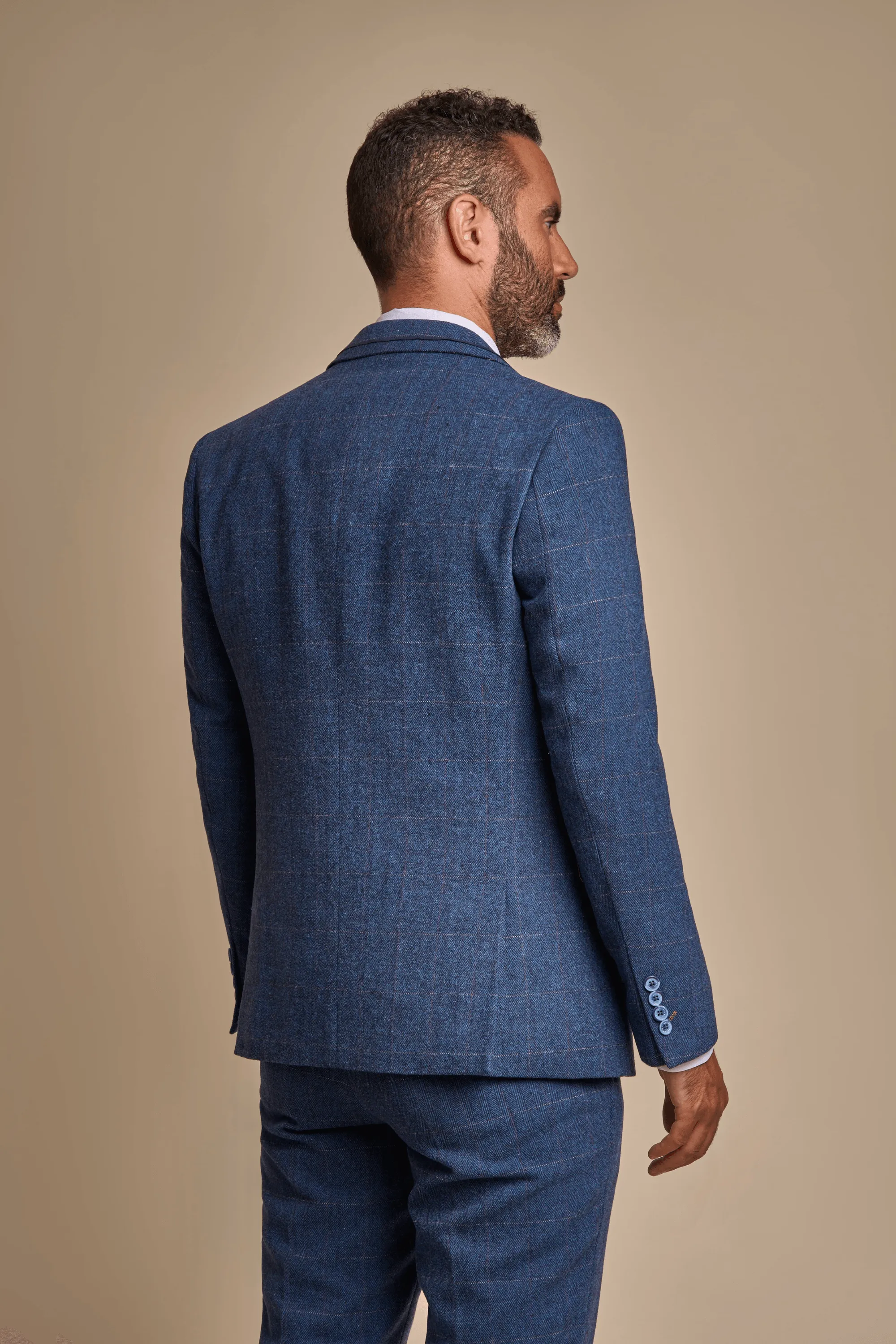 Carnegi Navy Tweed Check Suit