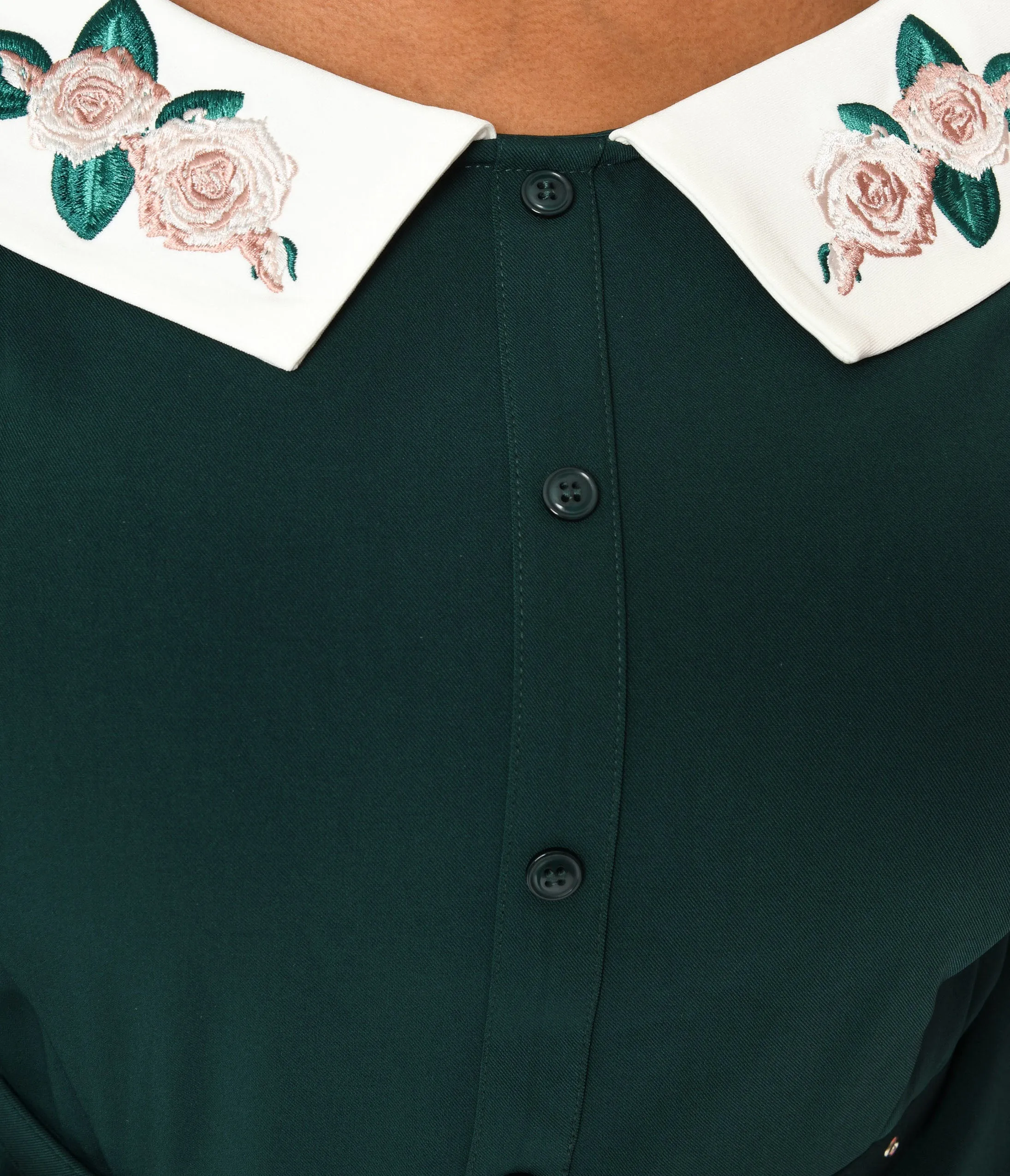 Collectif Green & Floral Collar Peplum Blouse