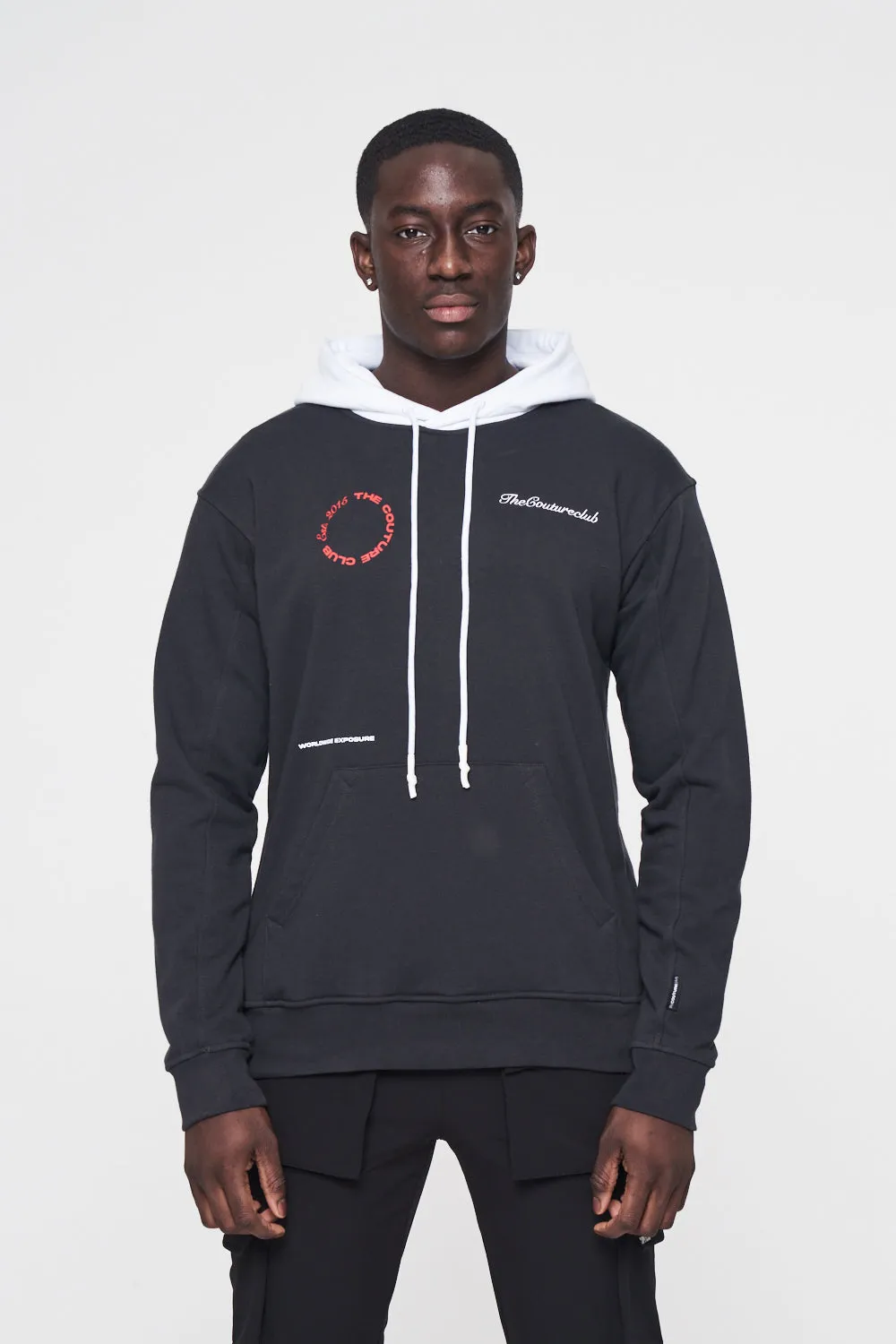 CONTRAST HOOD TOUR HOODIE BLACK