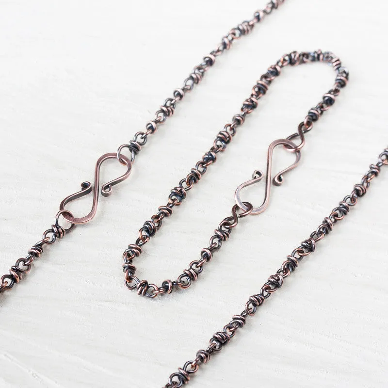 Copper Jewelry Set: Handcrafted Copper Chain Necklace and Bracelet