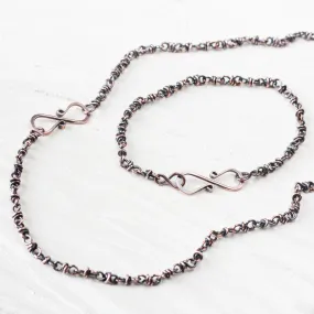 Copper Jewelry Set: Handcrafted Copper Chain Necklace and Bracelet