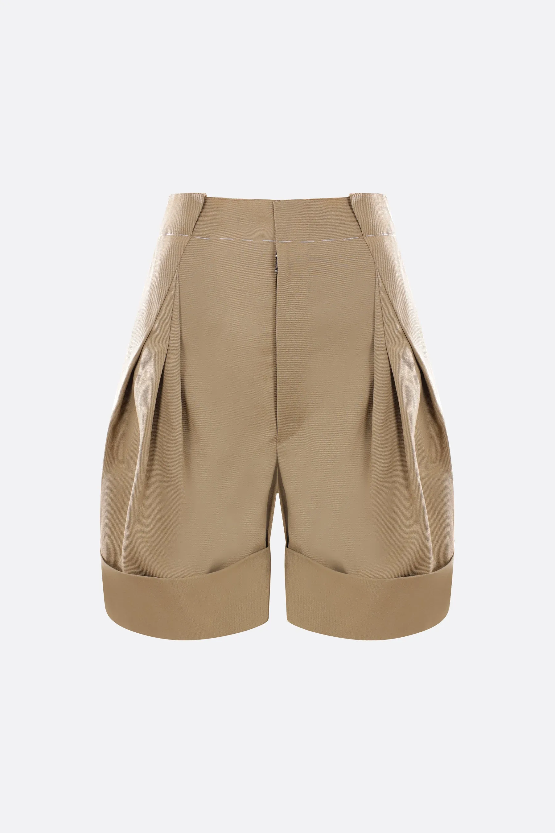 cotton blend twill shorts